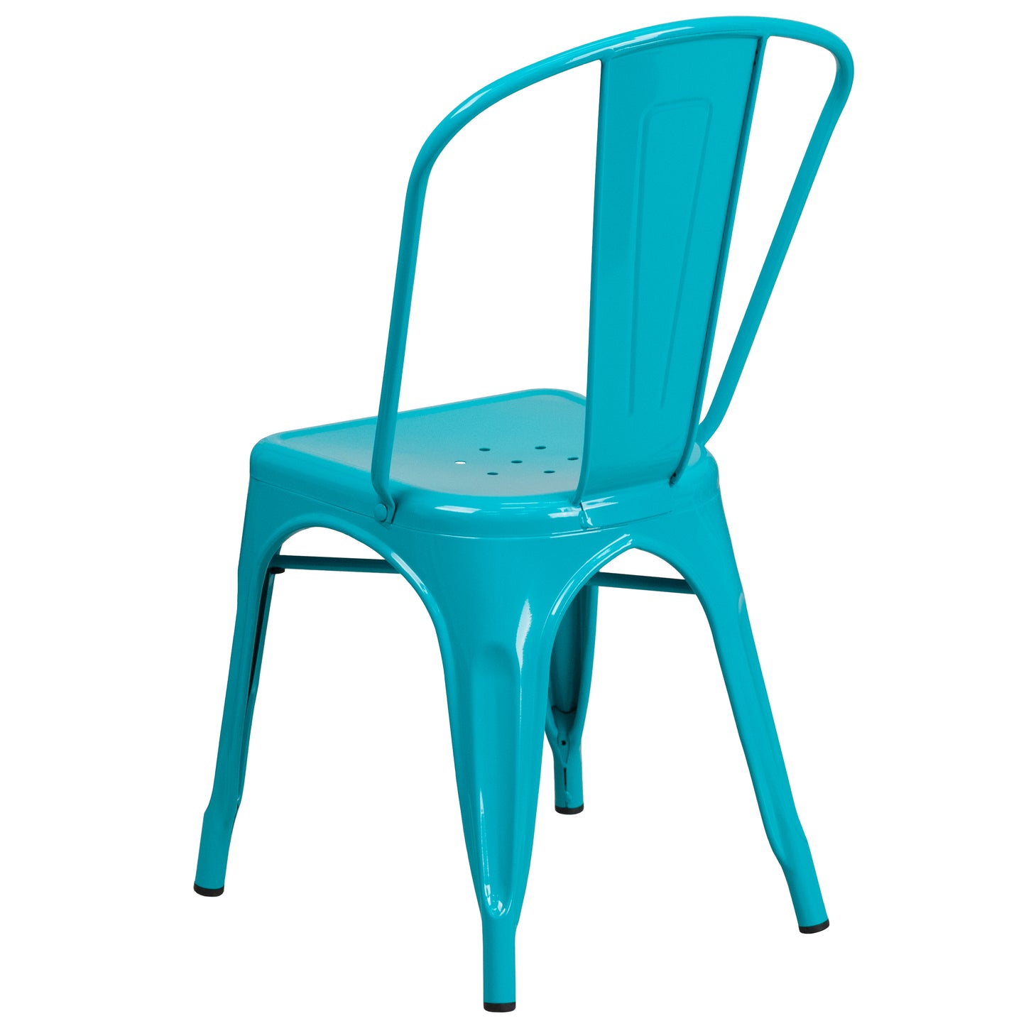Foster Commercial Grade 31.5" Square Crystal Teal-Blue Metal Indoor-Outdoor Table Set with 4 Stack Chairs Crystal Teal-Blue ET-CT002-4-30-CB-GG