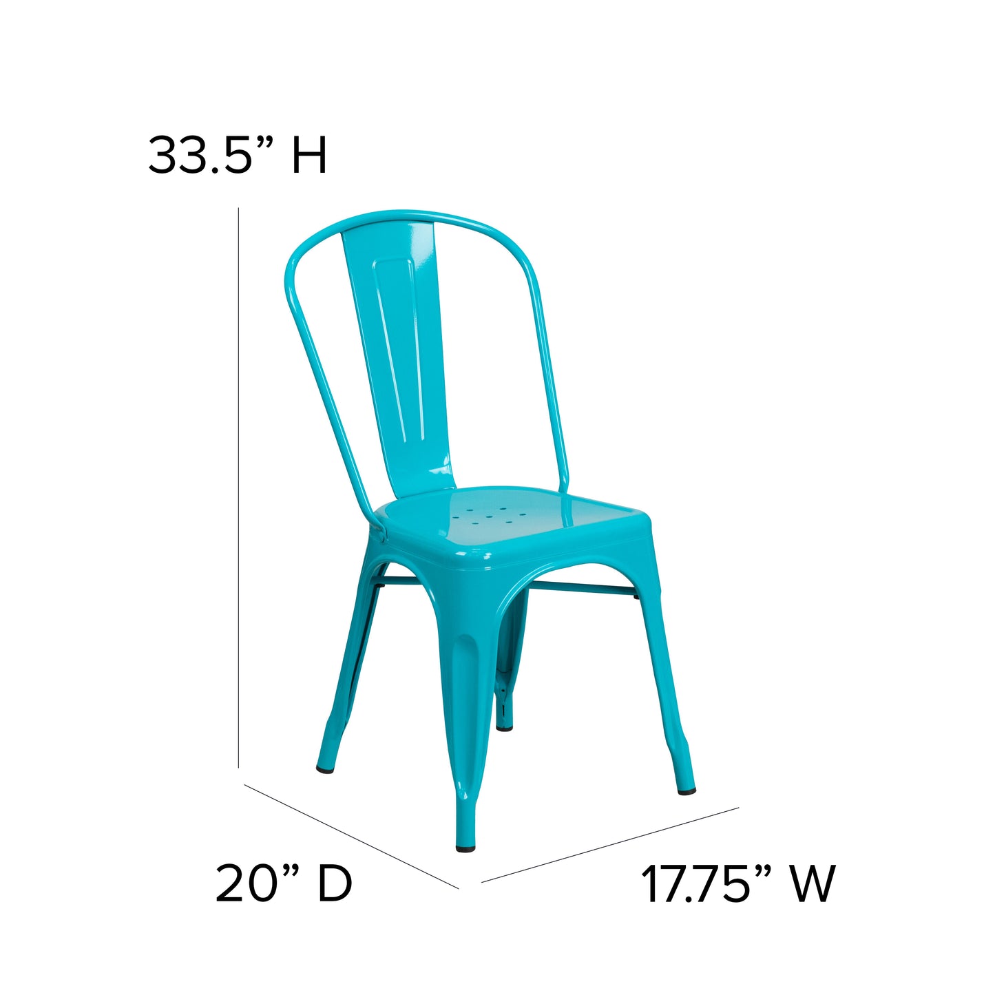 Tenley Commercial Grade Crystal Teal-Blue Metal Indoor-Outdoor Stackable Chair Crystal Teal-Blue ET-3534-CB-GG