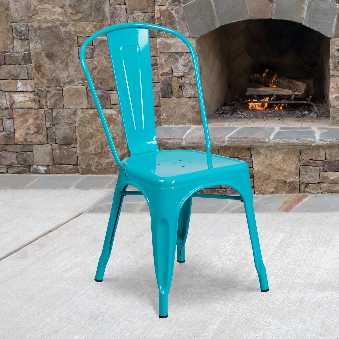 Tenley Commercial Grade Crystal Teal-Blue Metal Indoor-Outdoor Stackable Chair Crystal Teal-Blue ET-3534-CB-GG