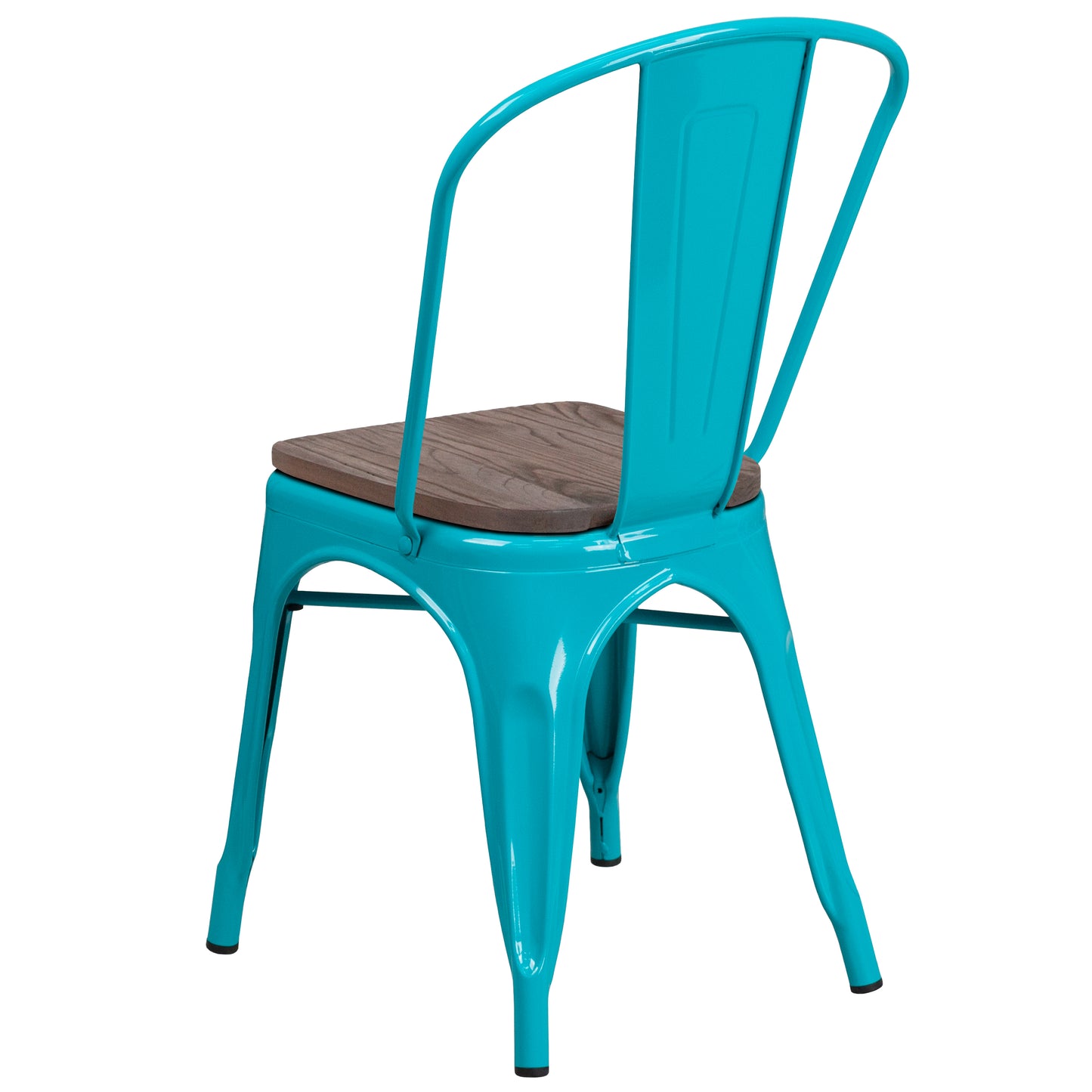 Tenley Crystal Teal-Blue Metal Stackable Chair with Wood Seat Crystal Teal-Blue ET-3534-CB-WD-GG