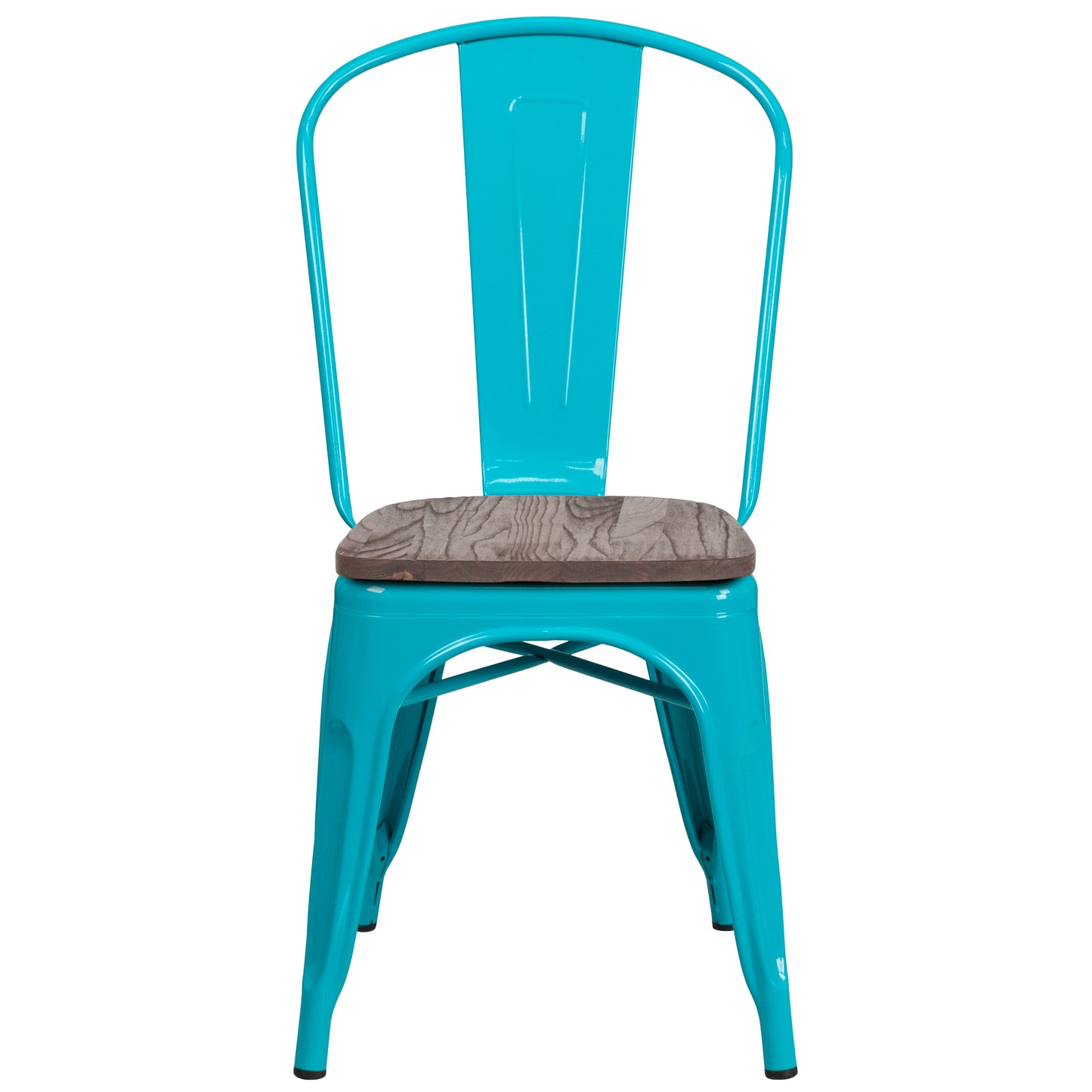 Tenley Crystal Teal-Blue Metal Stackable Chair with Wood Seat Crystal Teal-Blue ET-3534-CB-WD-GG