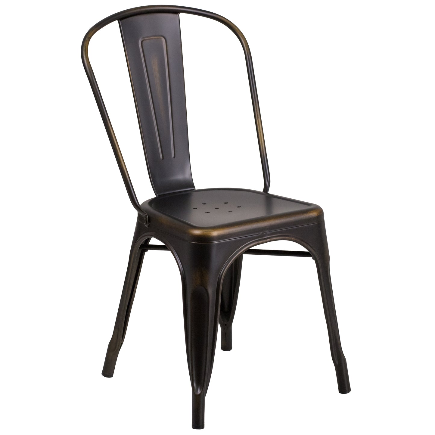 Tenley Commercial Grade Distressed Copper Metal Indoor-Outdoor Stackable Chair Copper