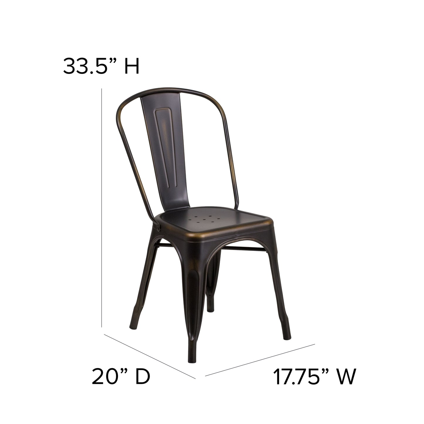 Tenley Commercial Grade Distressed Copper Metal Indoor-Outdoor Stackable Chair Copper