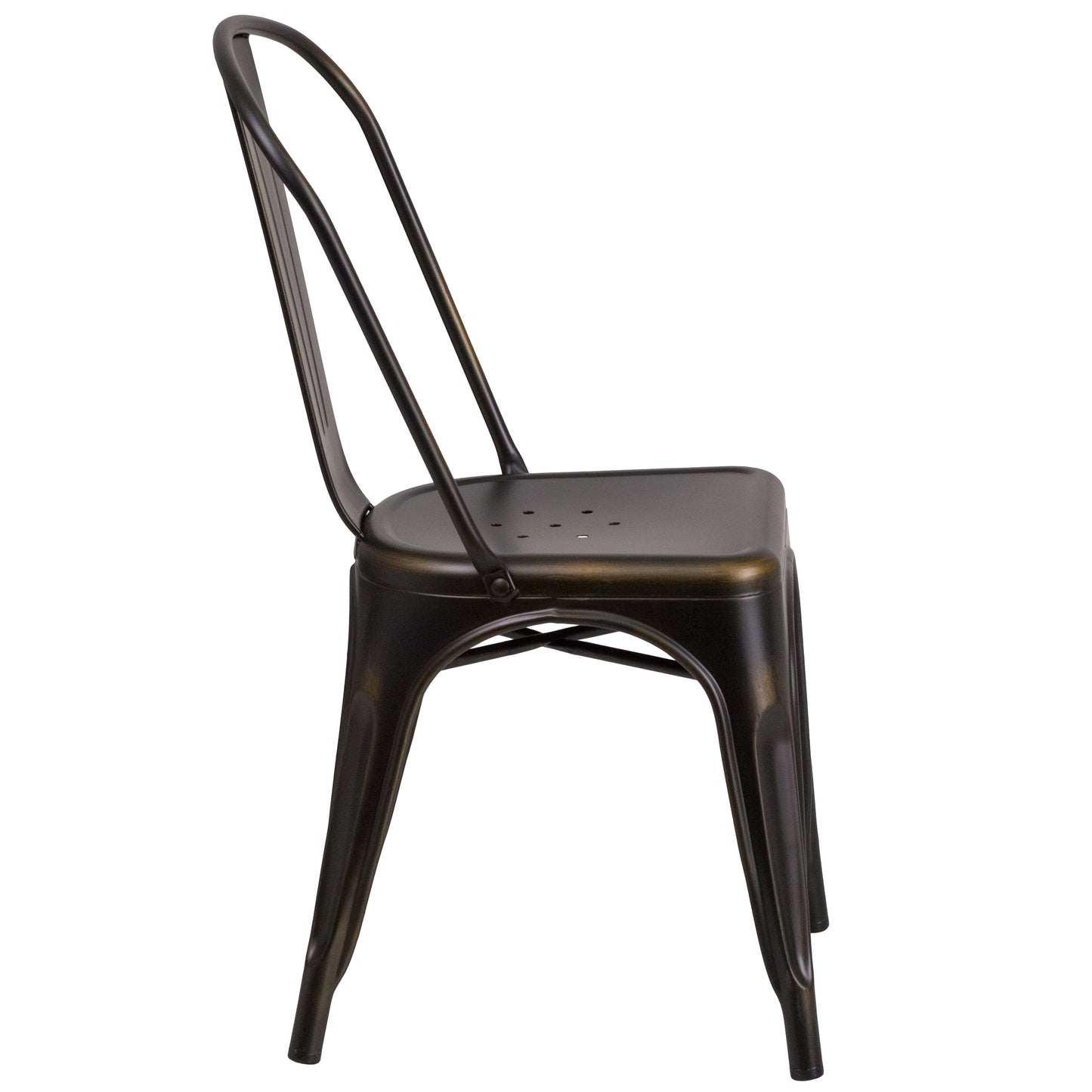 Tenley Commercial Grade Distressed Copper Metal Indoor-Outdoor Stackable Chair Copper