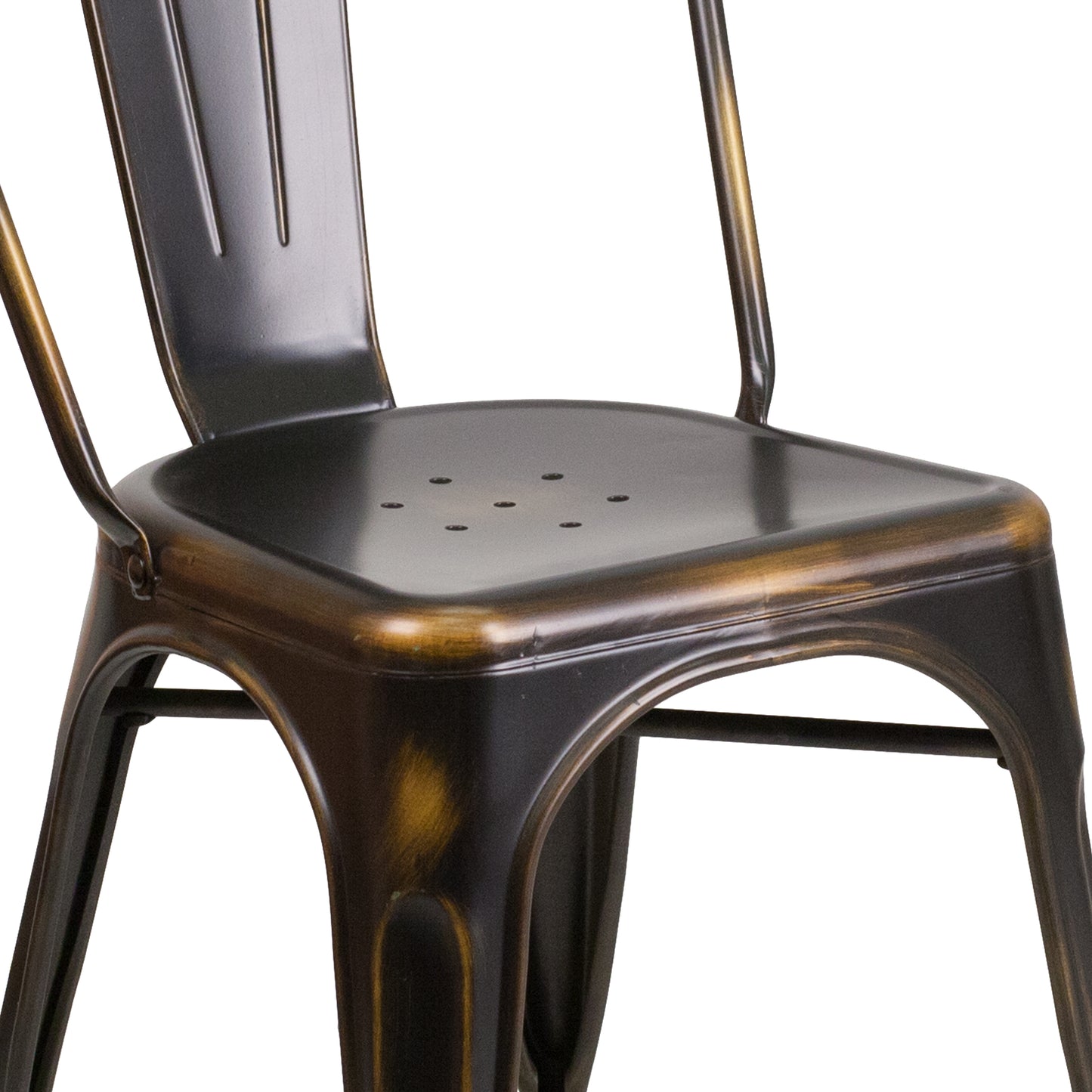 Tenley Commercial Grade Distressed Copper Metal Indoor-Outdoor Stackable Chair Copper