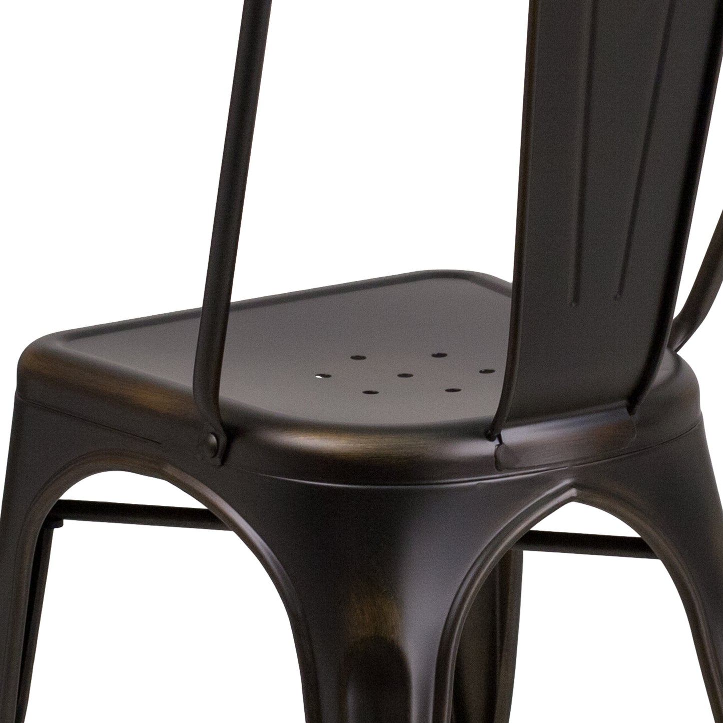 Tenley Commercial Grade Distressed Copper Metal Indoor-Outdoor Stackable Chair Copper