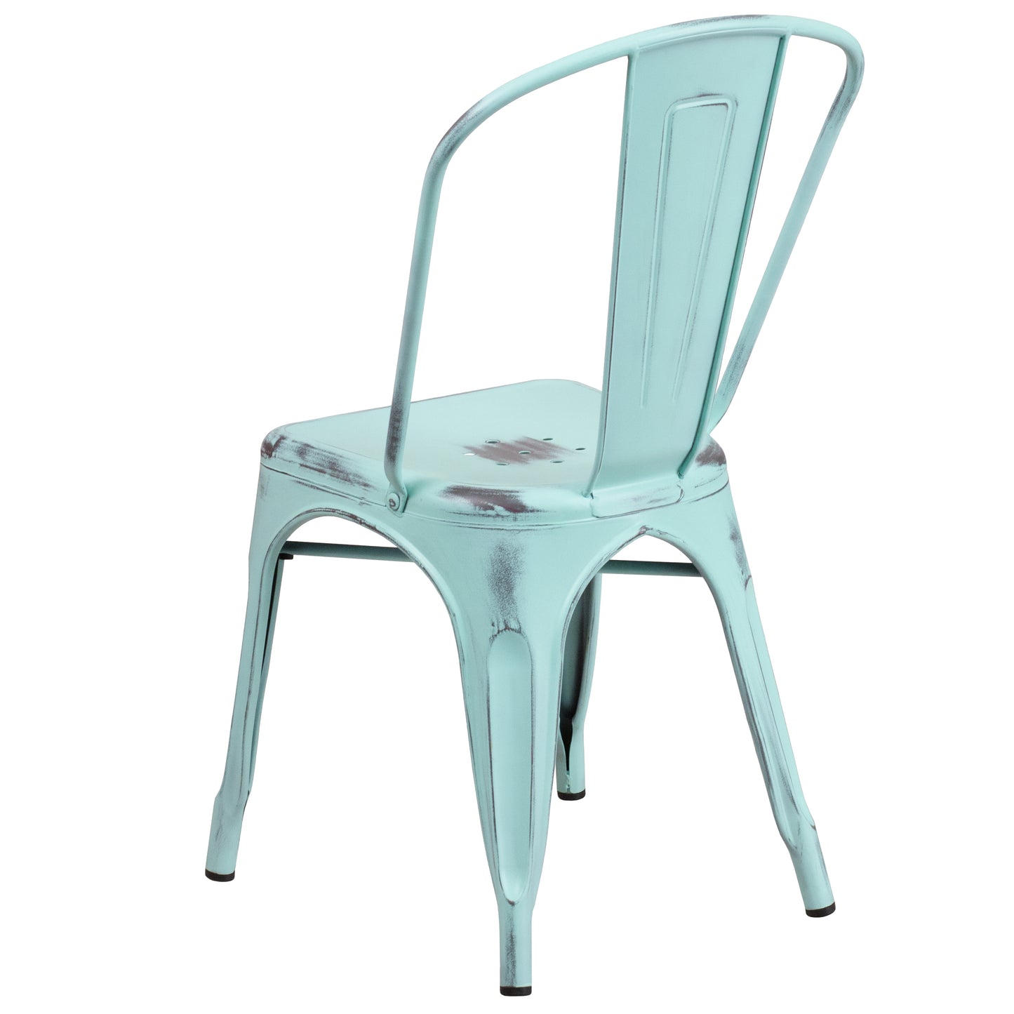 Tenley Commercial Grade Distressed Green-Blue Metal Indoor-Outdoor Stackable Chair Green-Blue