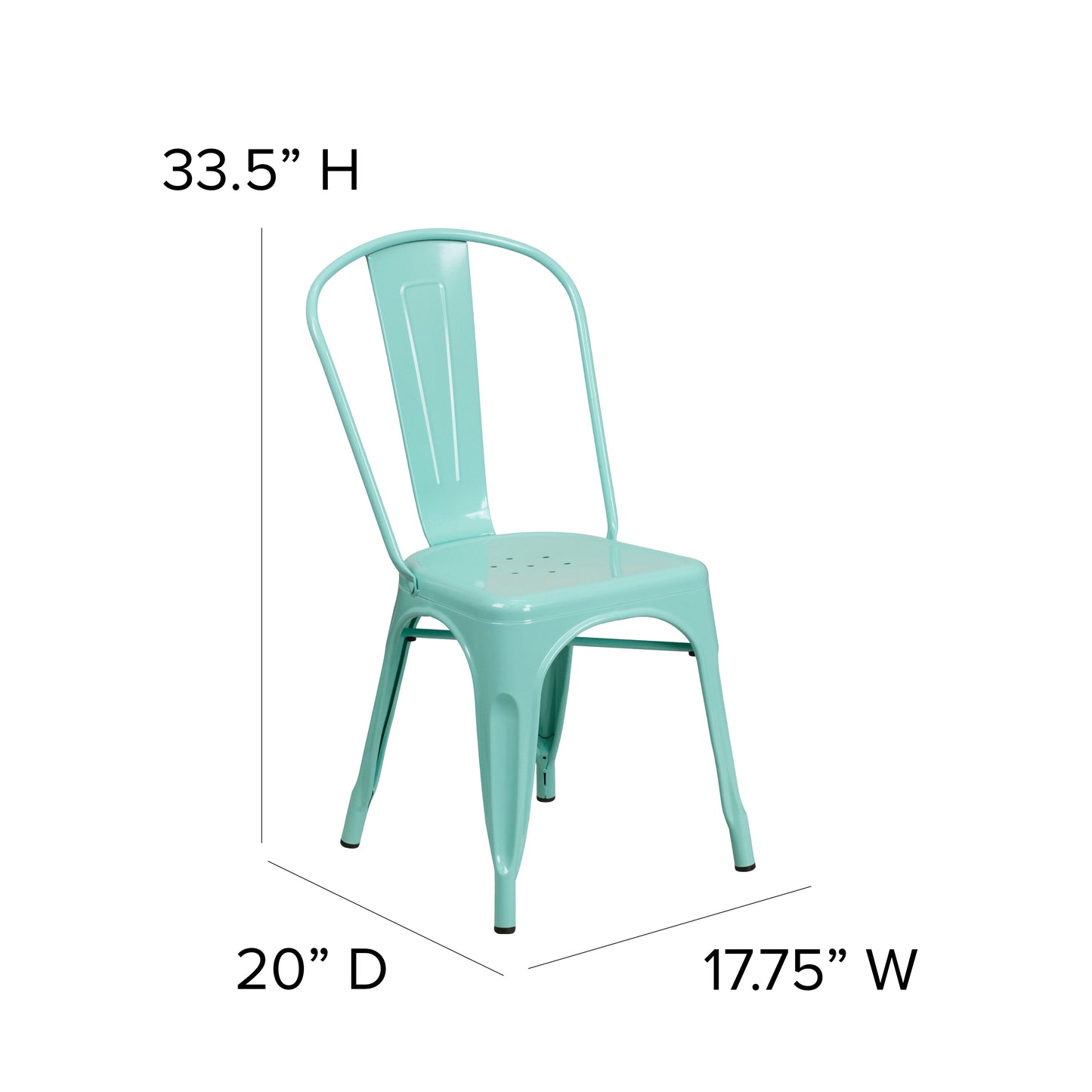 Tenley Commercial Grade Mint Green Metal Indoor-Outdoor Stackable Chair Mint Green