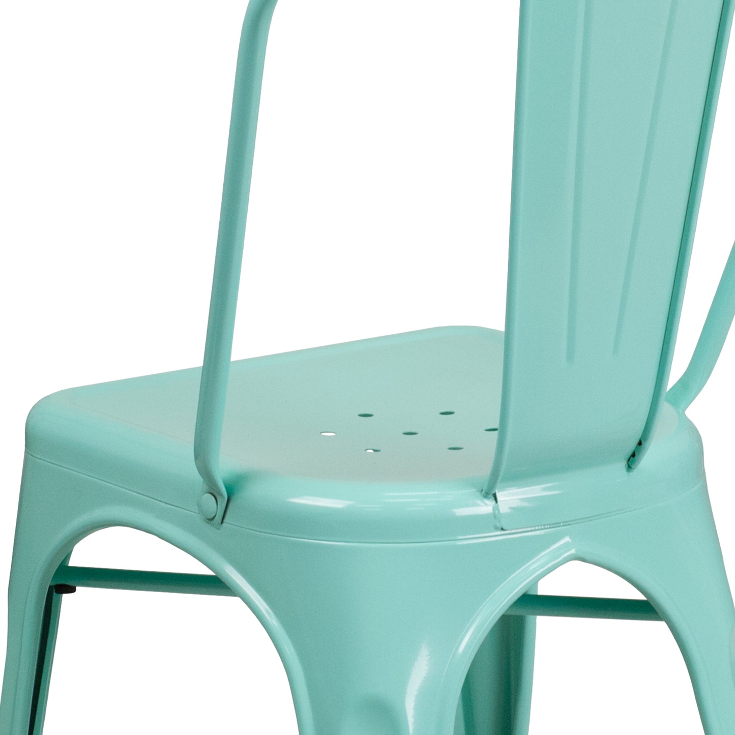 Tenley Commercial Grade Mint Green Metal Indoor-Outdoor Stackable Chair Mint Green