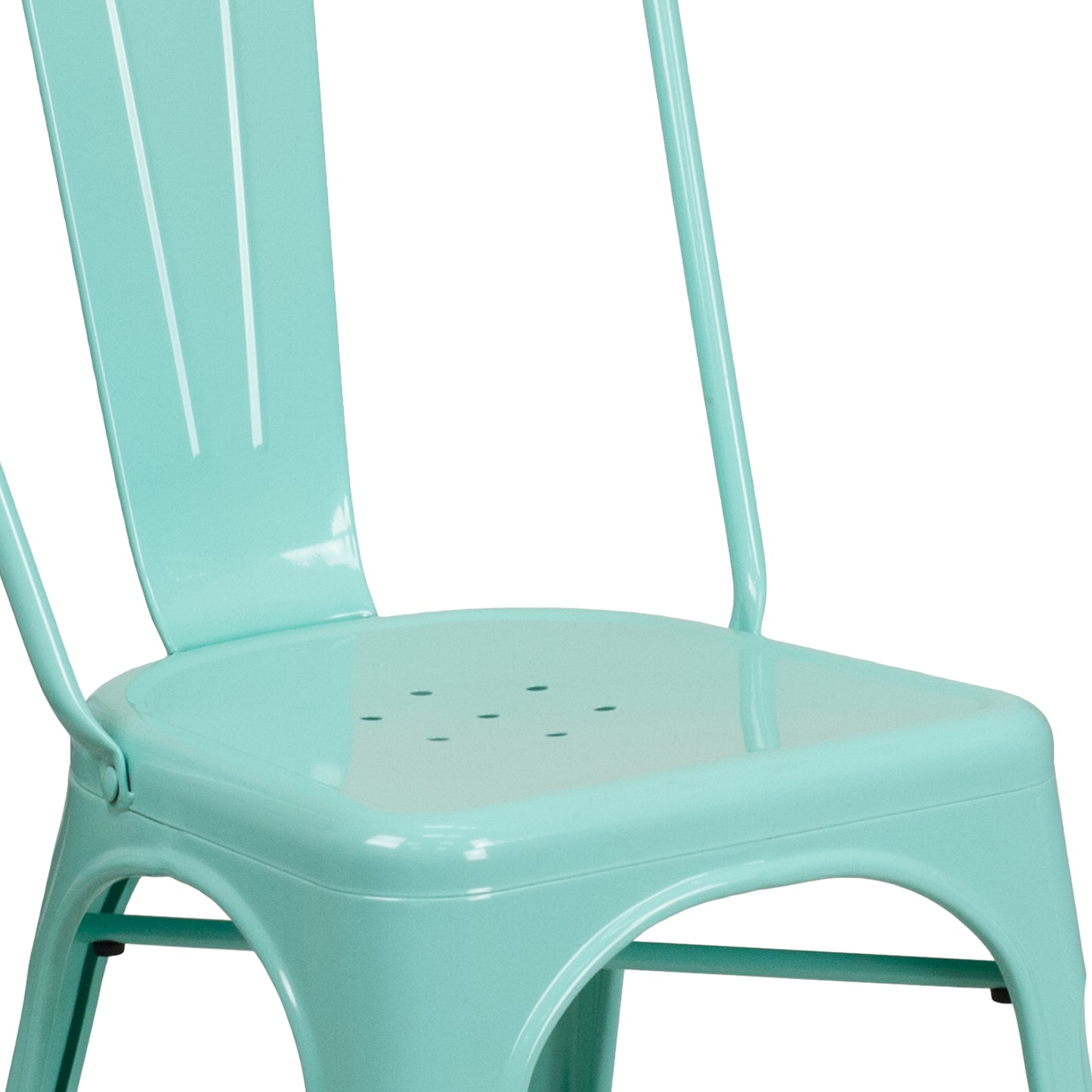 Tenley Commercial Grade Mint Green Metal Indoor-Outdoor Stackable Chair Mint Green