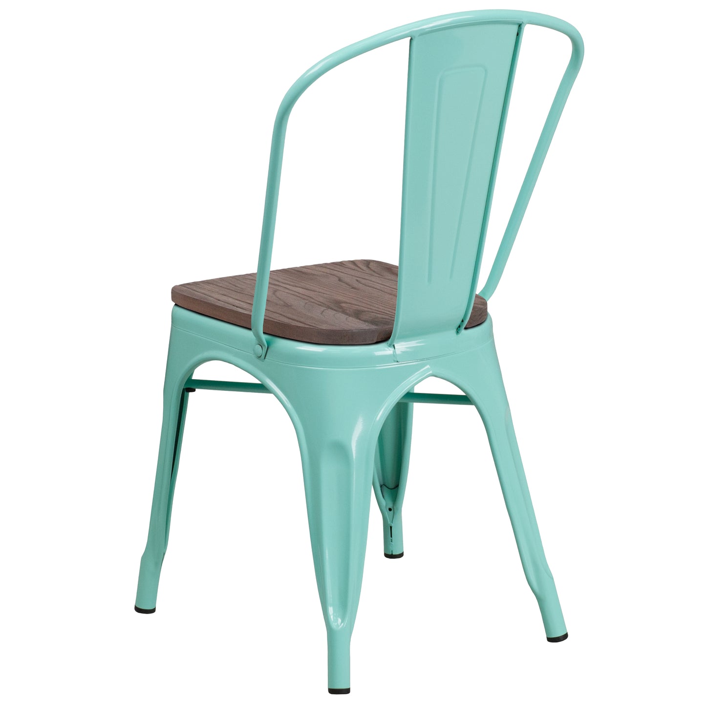 Tenley Mint Green Metal Stackable Chair with Wood Seat Mint Green