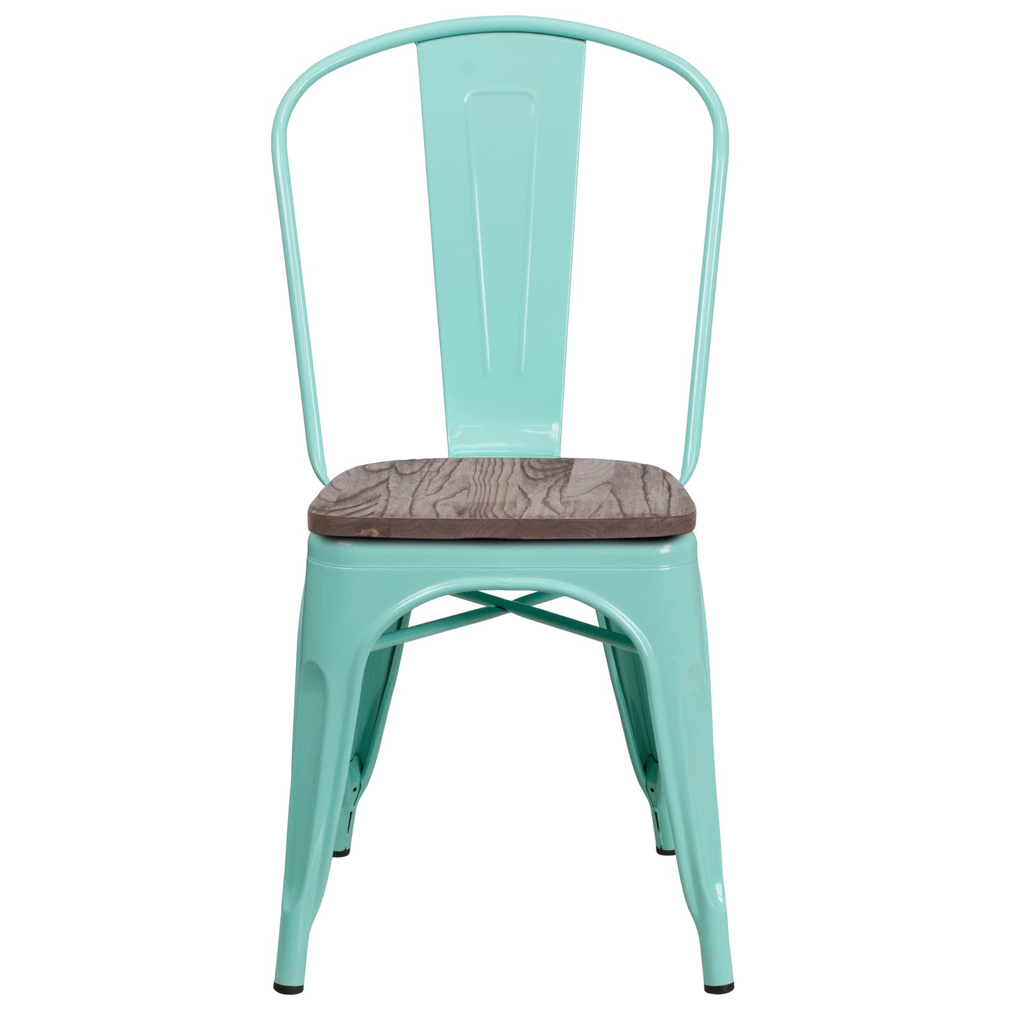 Tenley Mint Green Metal Stackable Chair with Wood Seat Mint Green