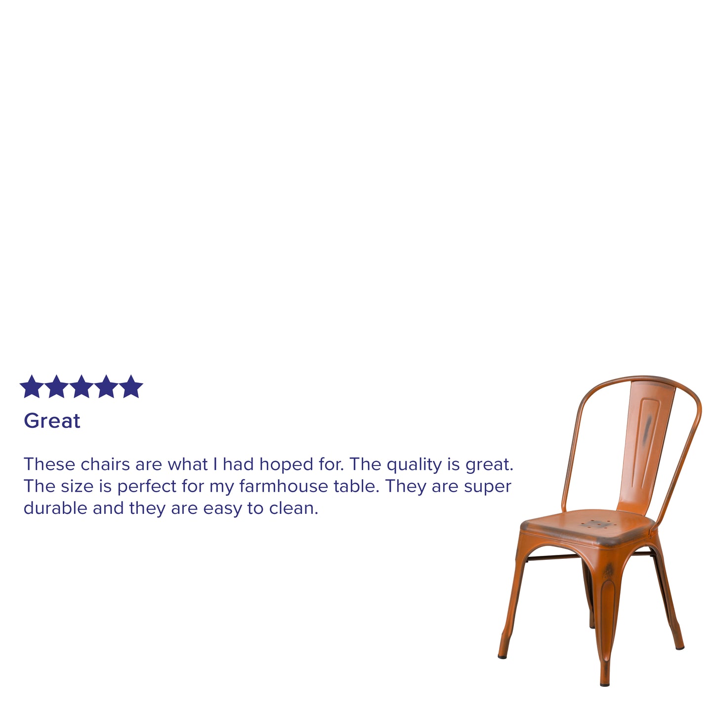 Tenley Commercial Grade Distressed Orange Metal Indoor-Outdoor Stackable Chair Orange