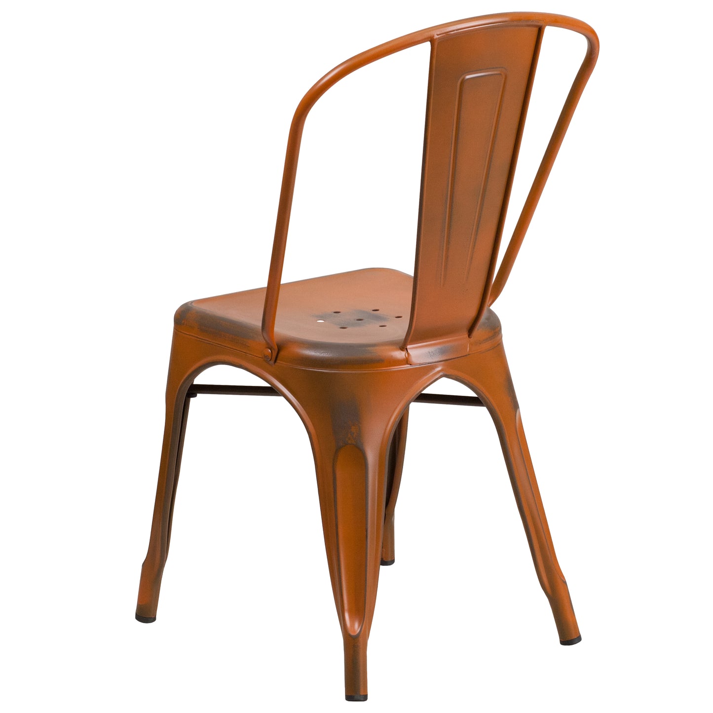 Tenley Commercial Grade Distressed Orange Metal Indoor-Outdoor Stackable Chair Orange