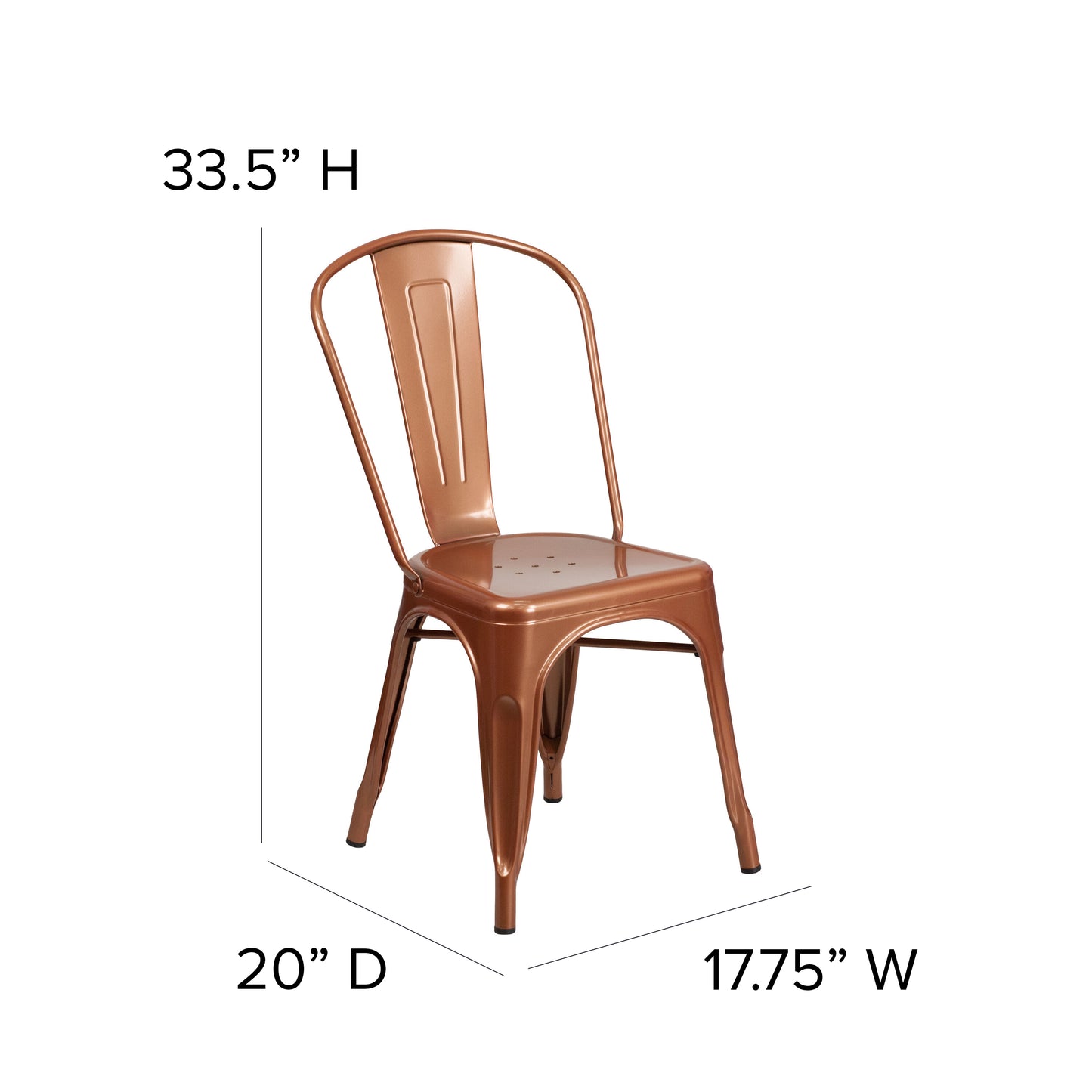 Tenley Commercial Grade Copper Metal Indoor-Outdoor Stackable Chair Copper