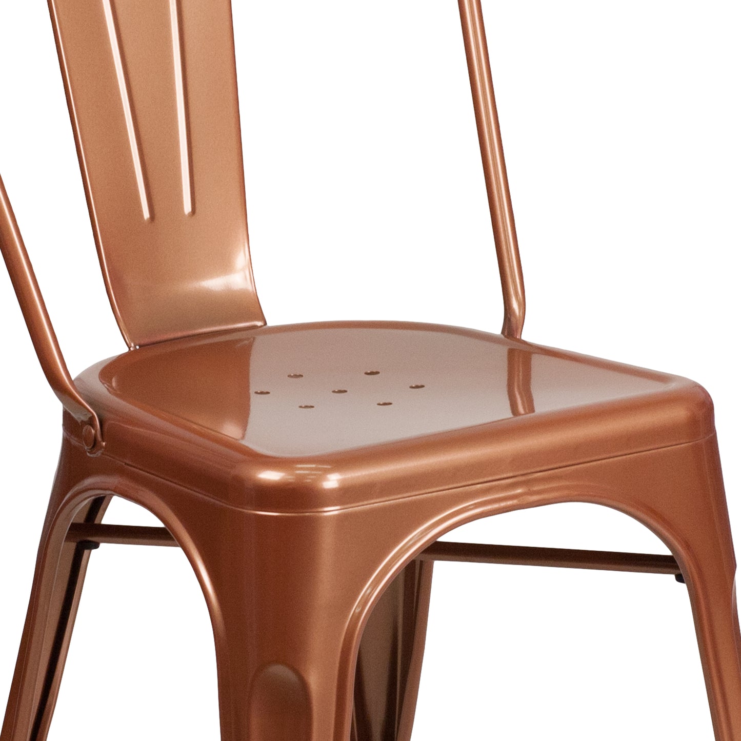 Tenley Commercial Grade Copper Metal Indoor-Outdoor Stackable Chair Copper