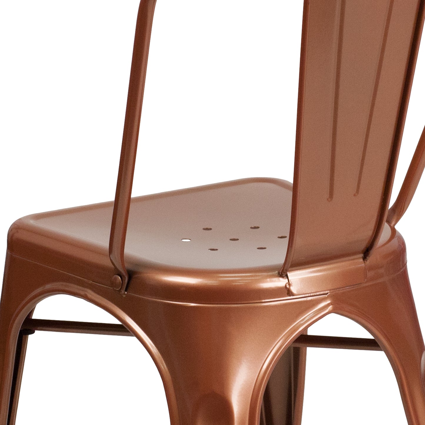 Tenley Commercial Grade Copper Metal Indoor-Outdoor Stackable Chair Copper