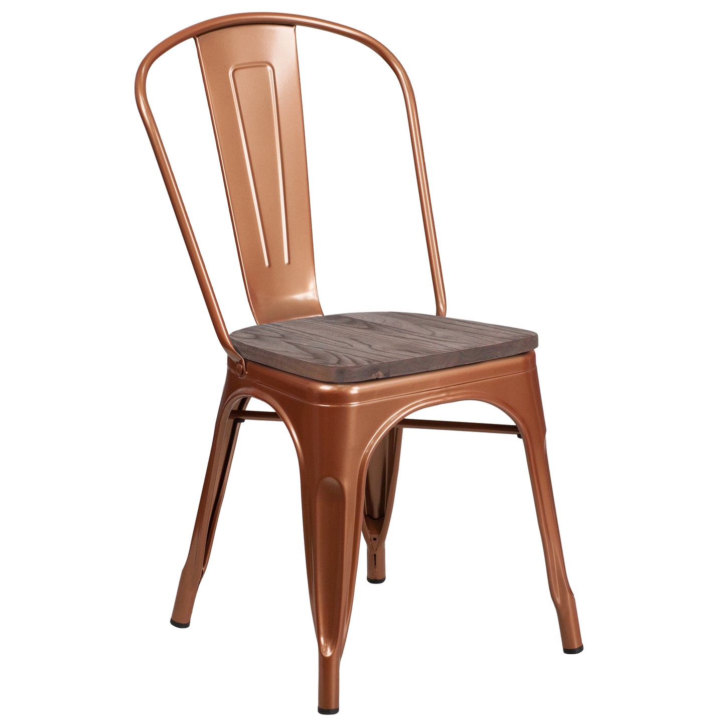 Tenley Copper Metal Stackable Chair with Wood Seat Copper