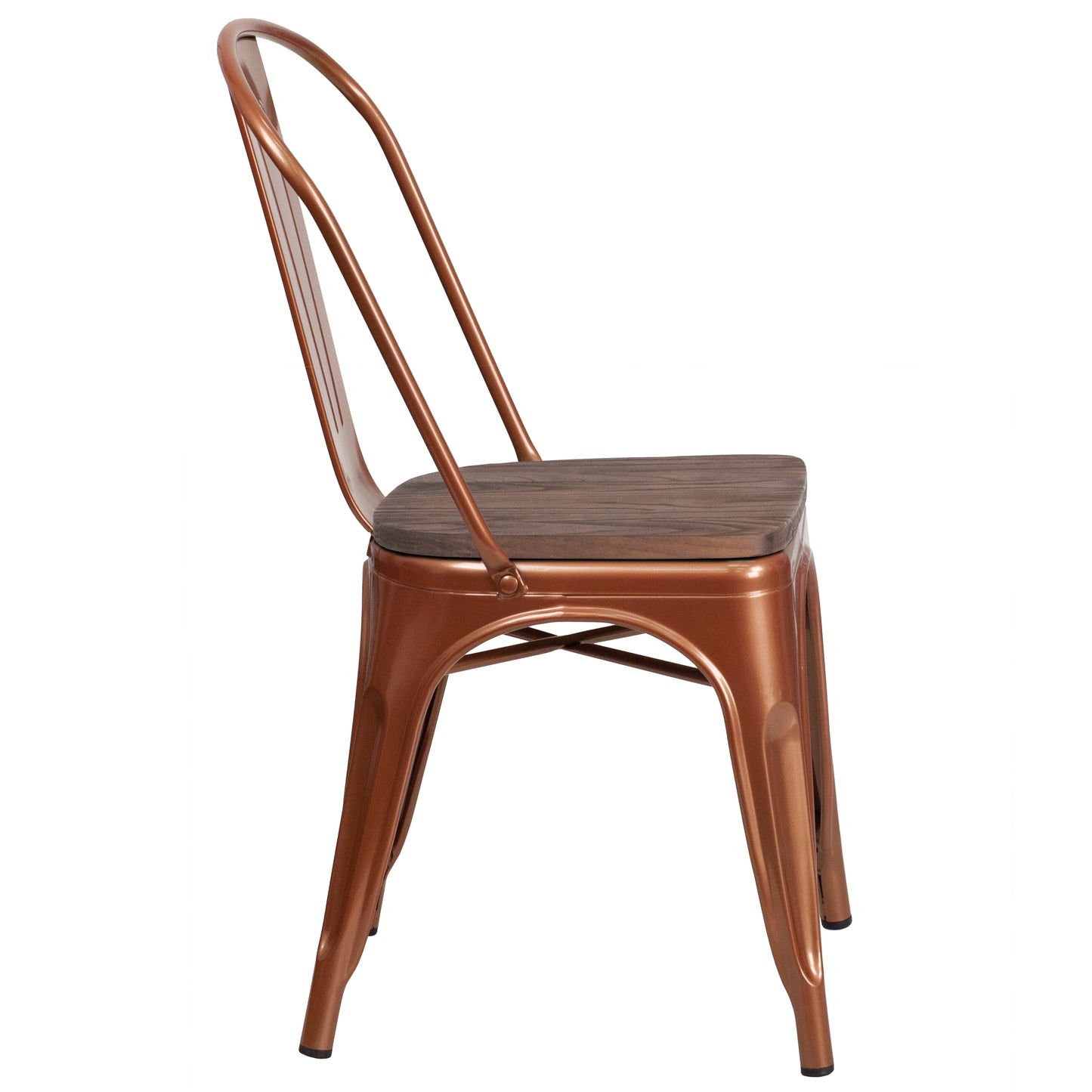 Tenley Copper Metal Stackable Chair with Wood Seat Copper