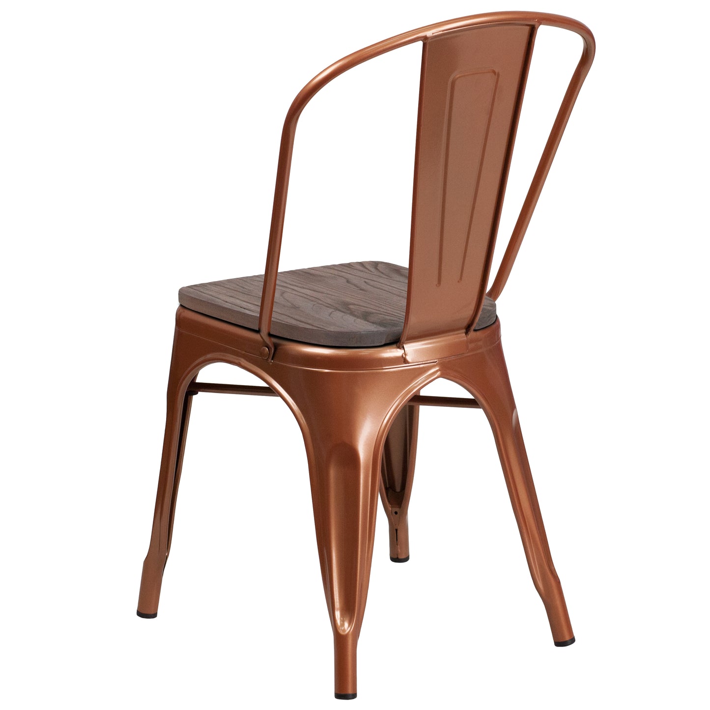 Tenley Copper Metal Stackable Chair with Wood Seat Copper