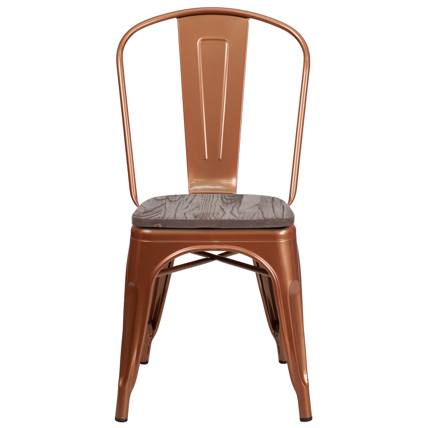Tenley Copper Metal Stackable Chair with Wood Seat Copper