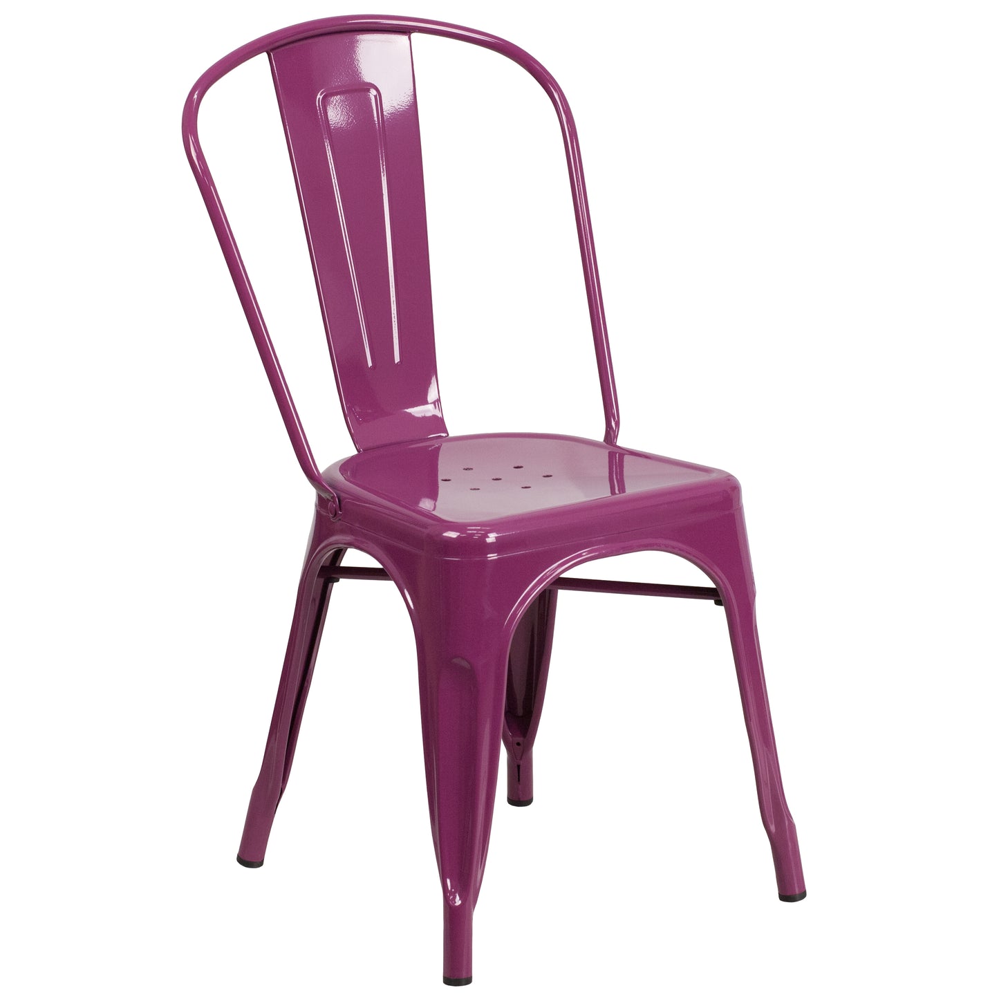 Tenley Commercial Grade Purple Metal Indoor-Outdoor Stackable Chair Purple