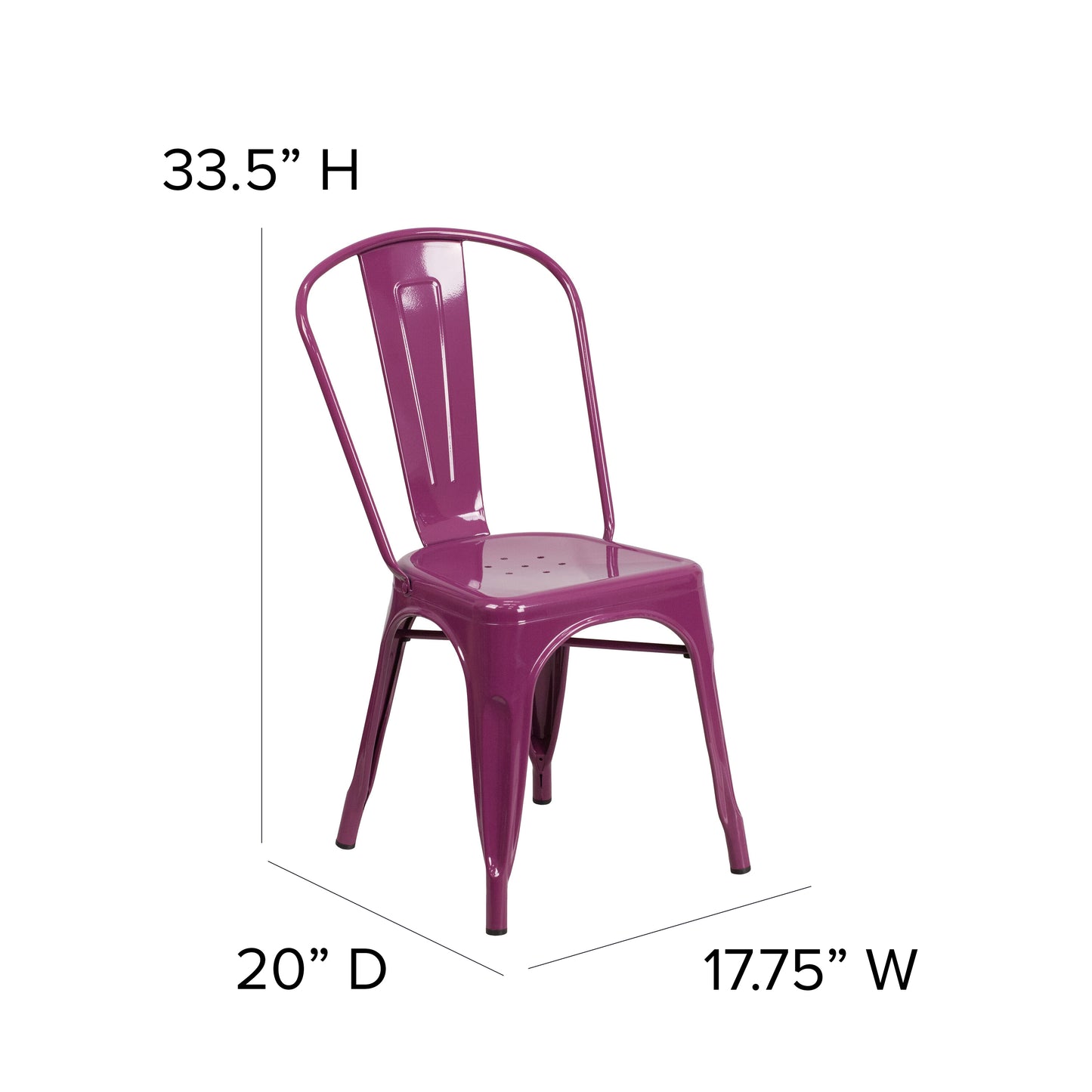 Tenley Commercial Grade Purple Metal Indoor-Outdoor Stackable Chair Purple