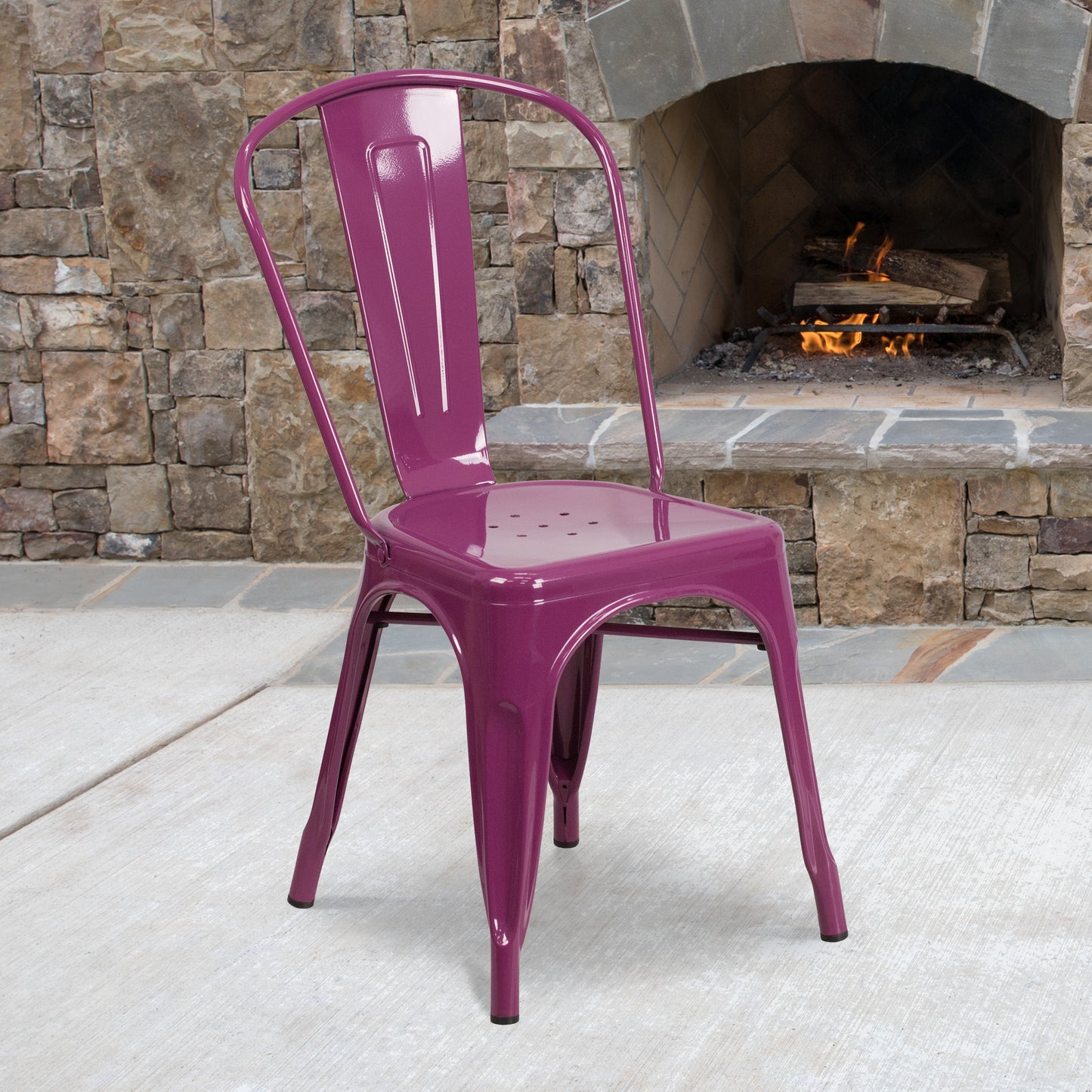 Tenley Commercial Grade Purple Metal Indoor-Outdoor Stackable Chair Purple