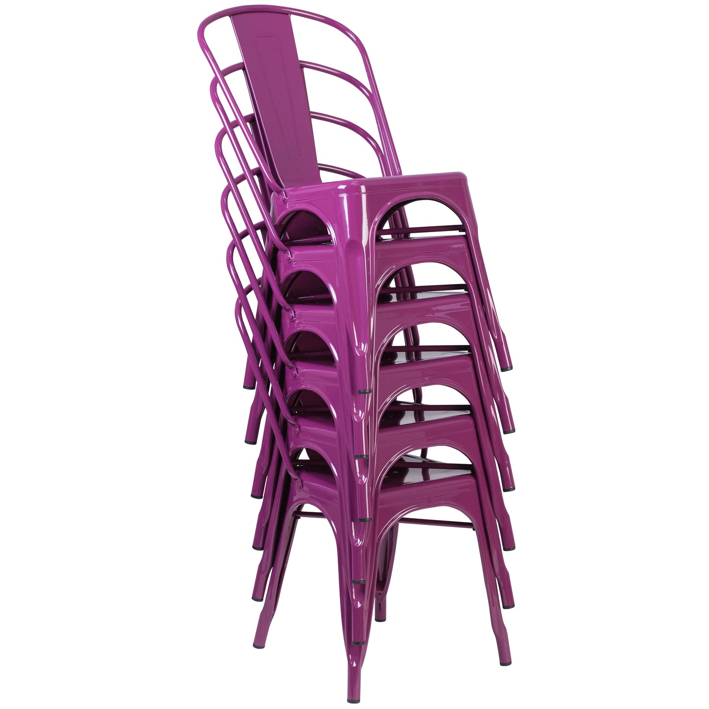 Tenley Commercial Grade Purple Metal Indoor-Outdoor Stackable Chair Purple