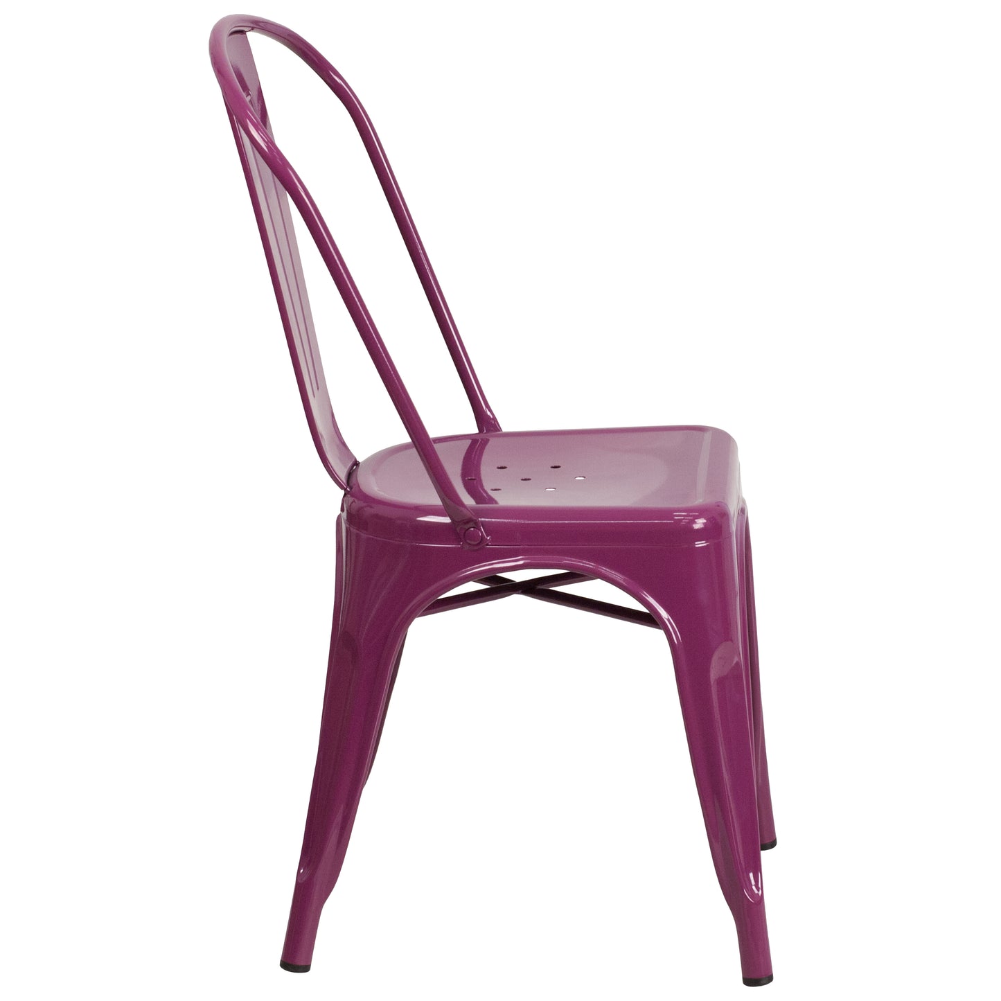 Tenley Commercial Grade Purple Metal Indoor-Outdoor Stackable Chair Purple