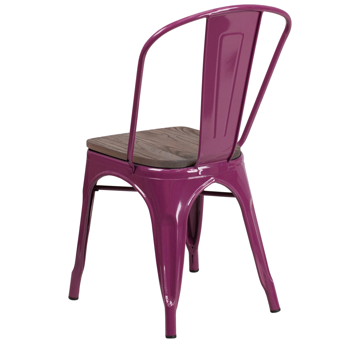 Tenley Purple Metal Stackable Chair with Wood Seat Purple