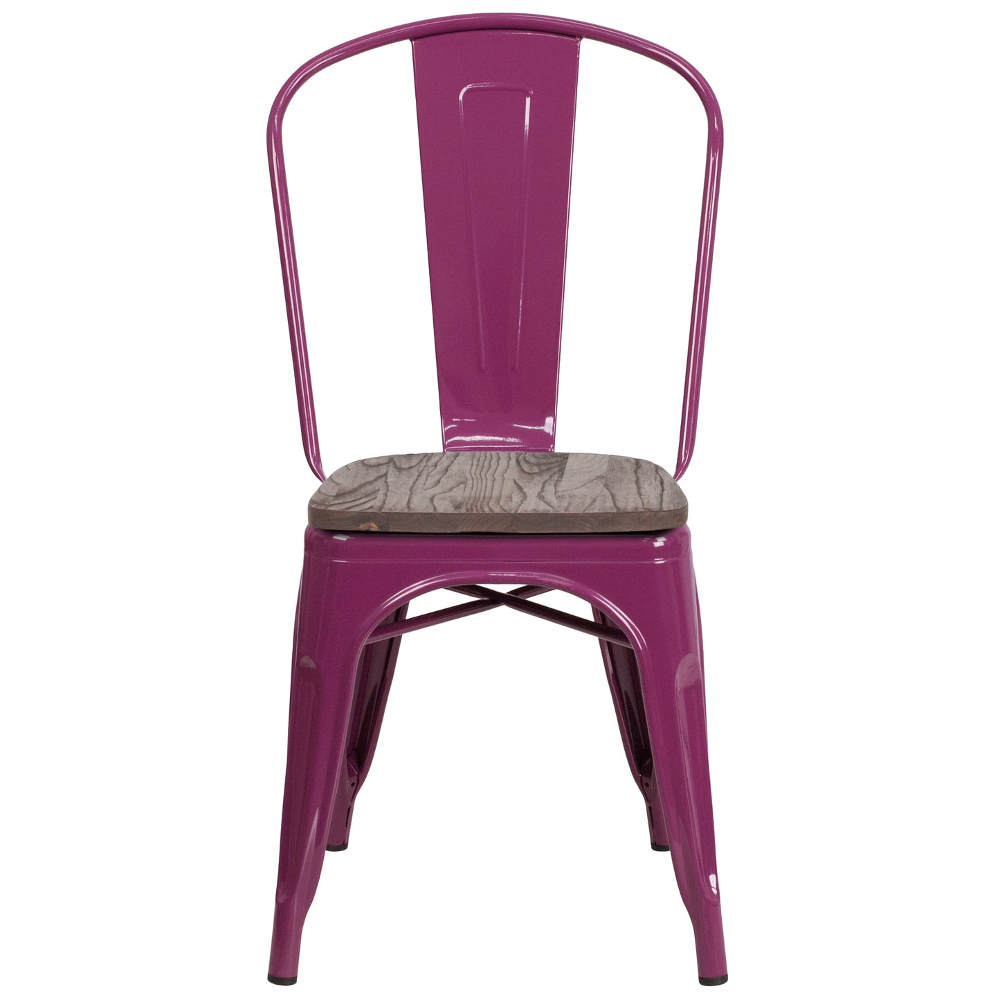 Tenley Purple Metal Stackable Chair with Wood Seat Purple