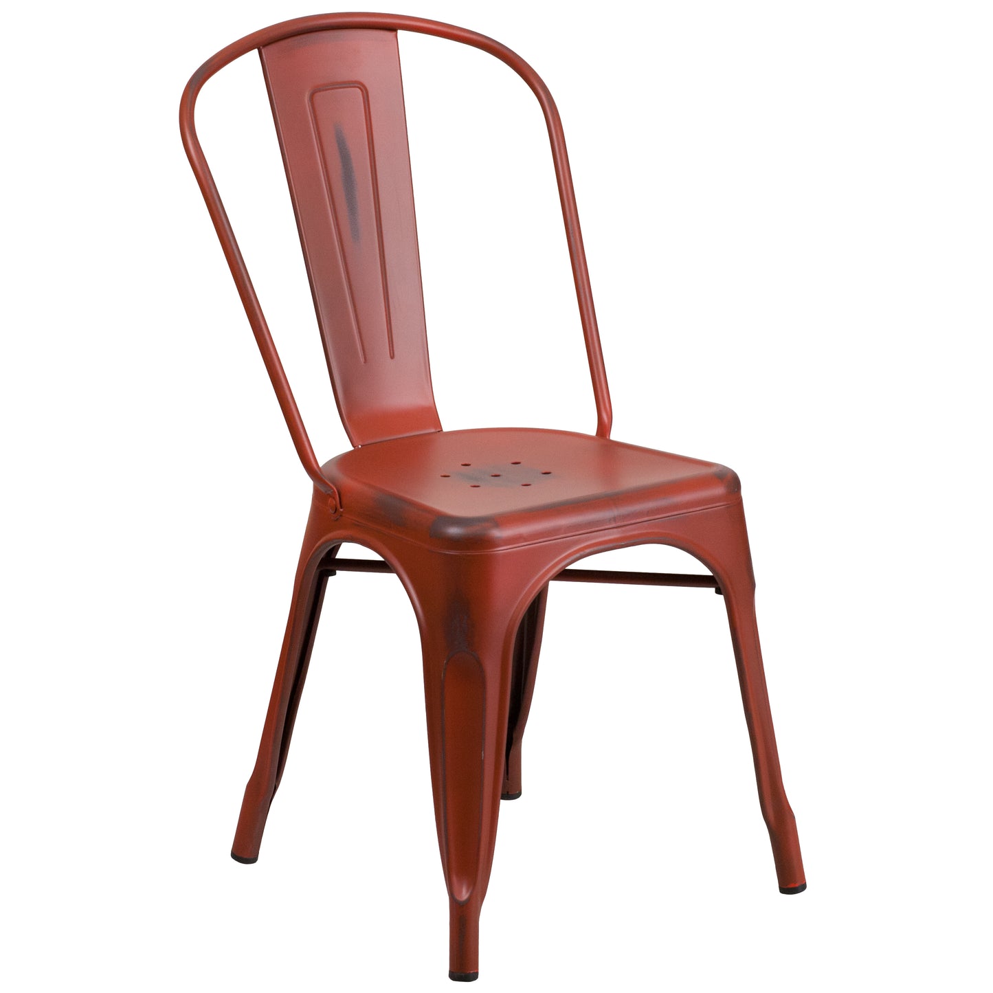 Tenley Commercial Grade Distressed Kelly Red Metal Indoor-Outdoor Stackable Chair Kelly Red
