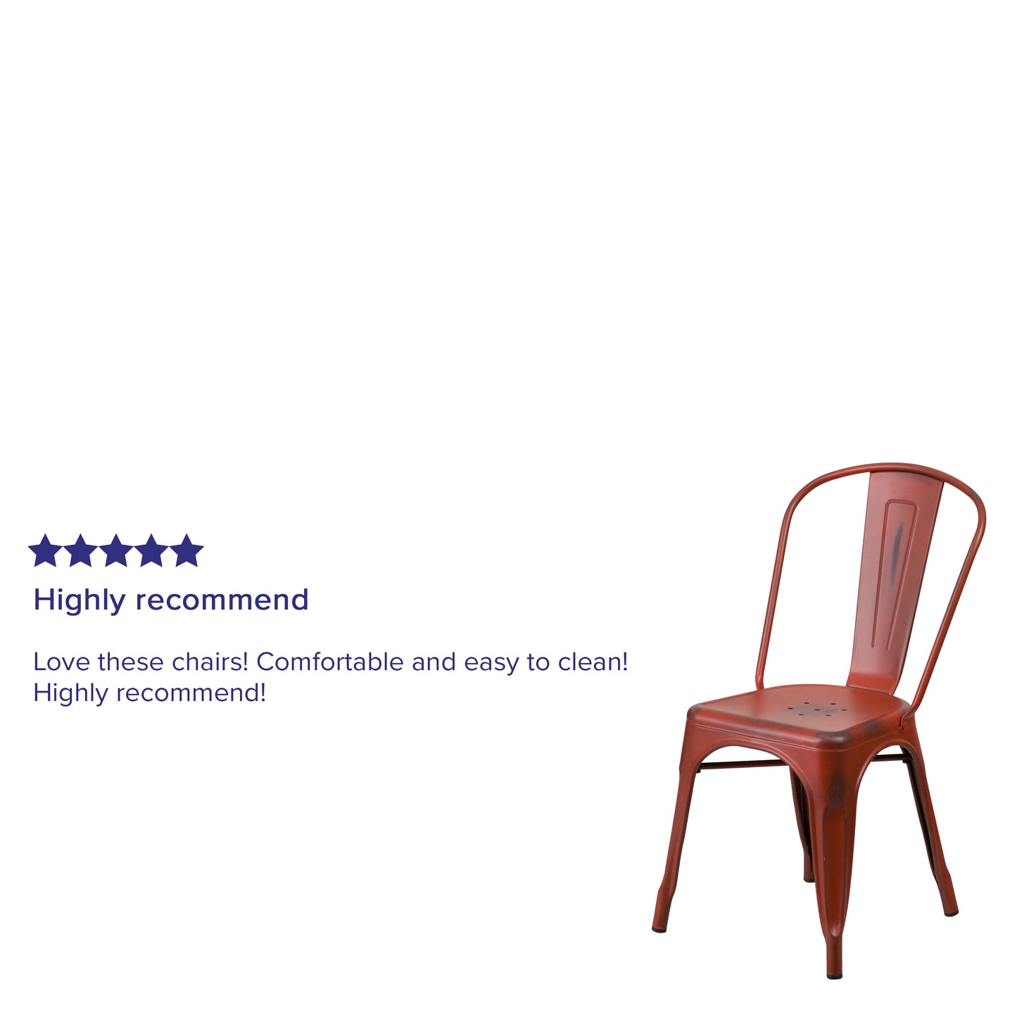 Tenley Commercial Grade Distressed Kelly Red Metal Indoor-Outdoor Stackable Chair Kelly Red