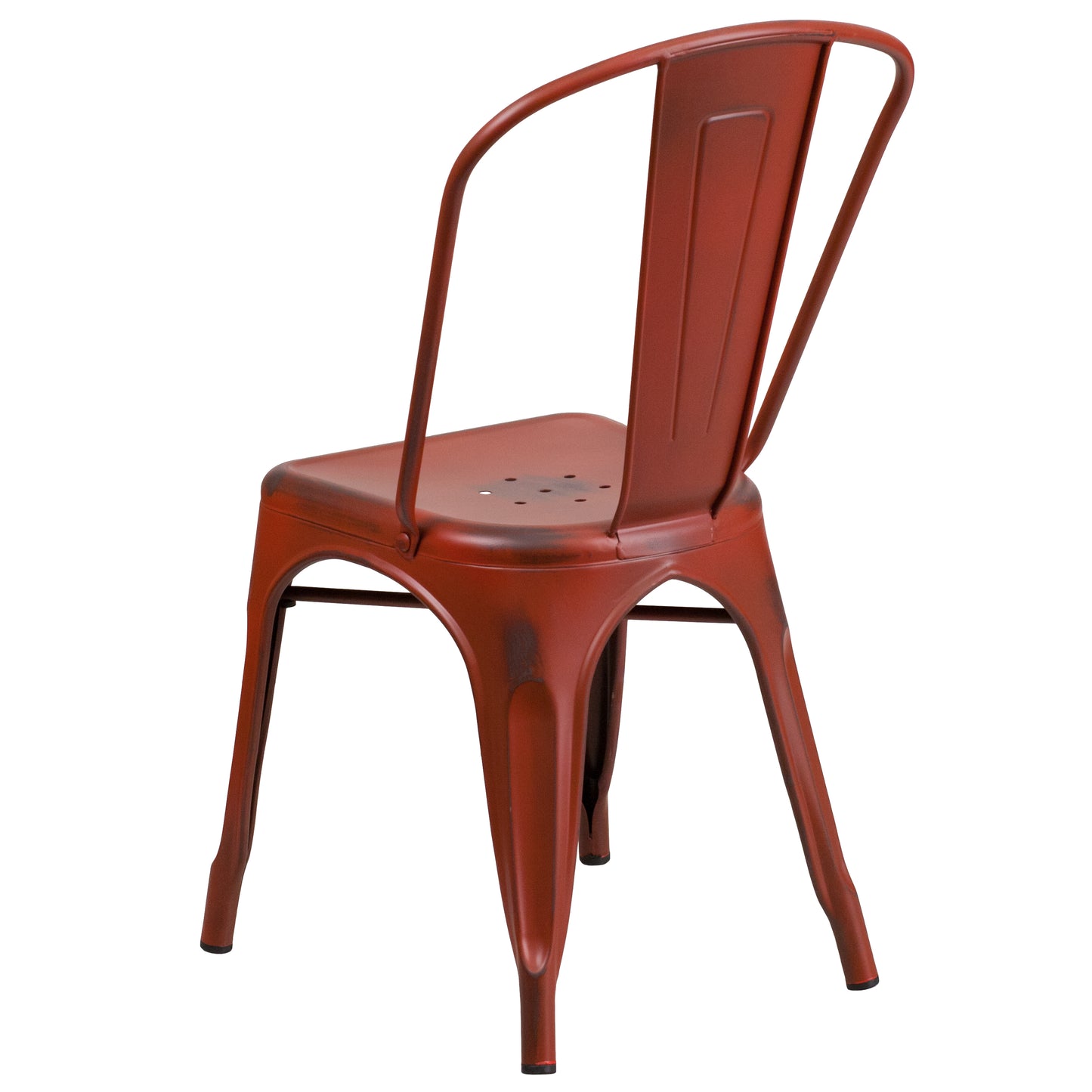 Tenley Commercial Grade Distressed Kelly Red Metal Indoor-Outdoor Stackable Chair Kelly Red