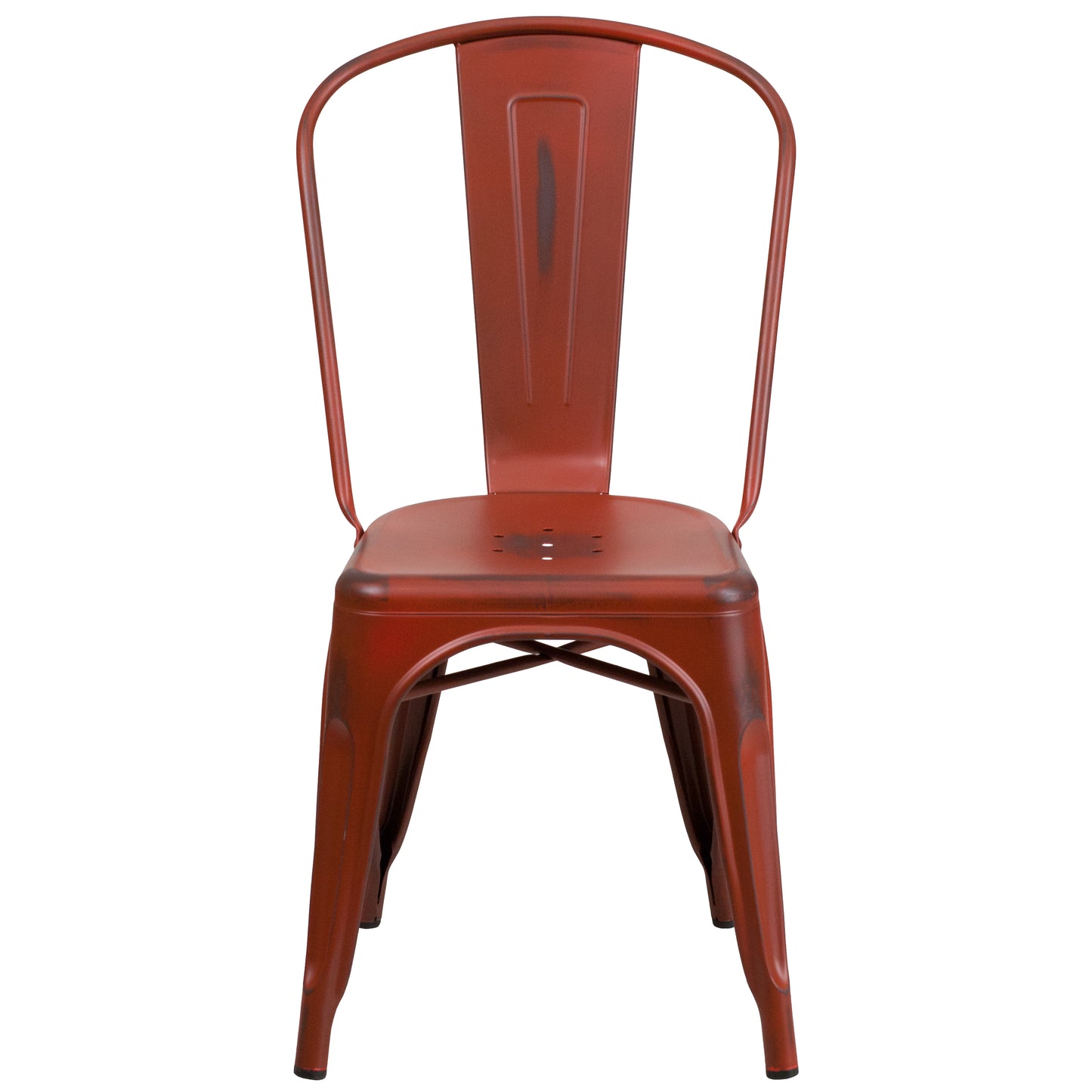 Tenley Commercial Grade Distressed Kelly Red Metal Indoor-Outdoor Stackable Chair Kelly Red