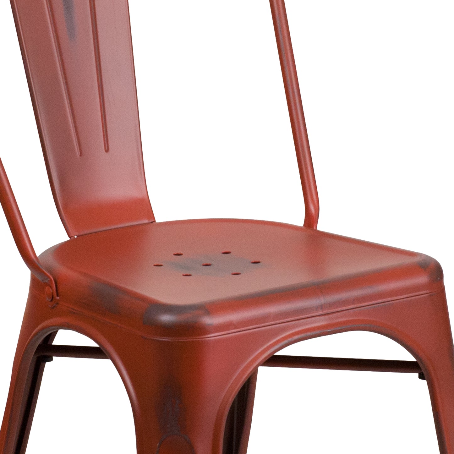 Tenley Commercial Grade Distressed Kelly Red Metal Indoor-Outdoor Stackable Chair Kelly Red