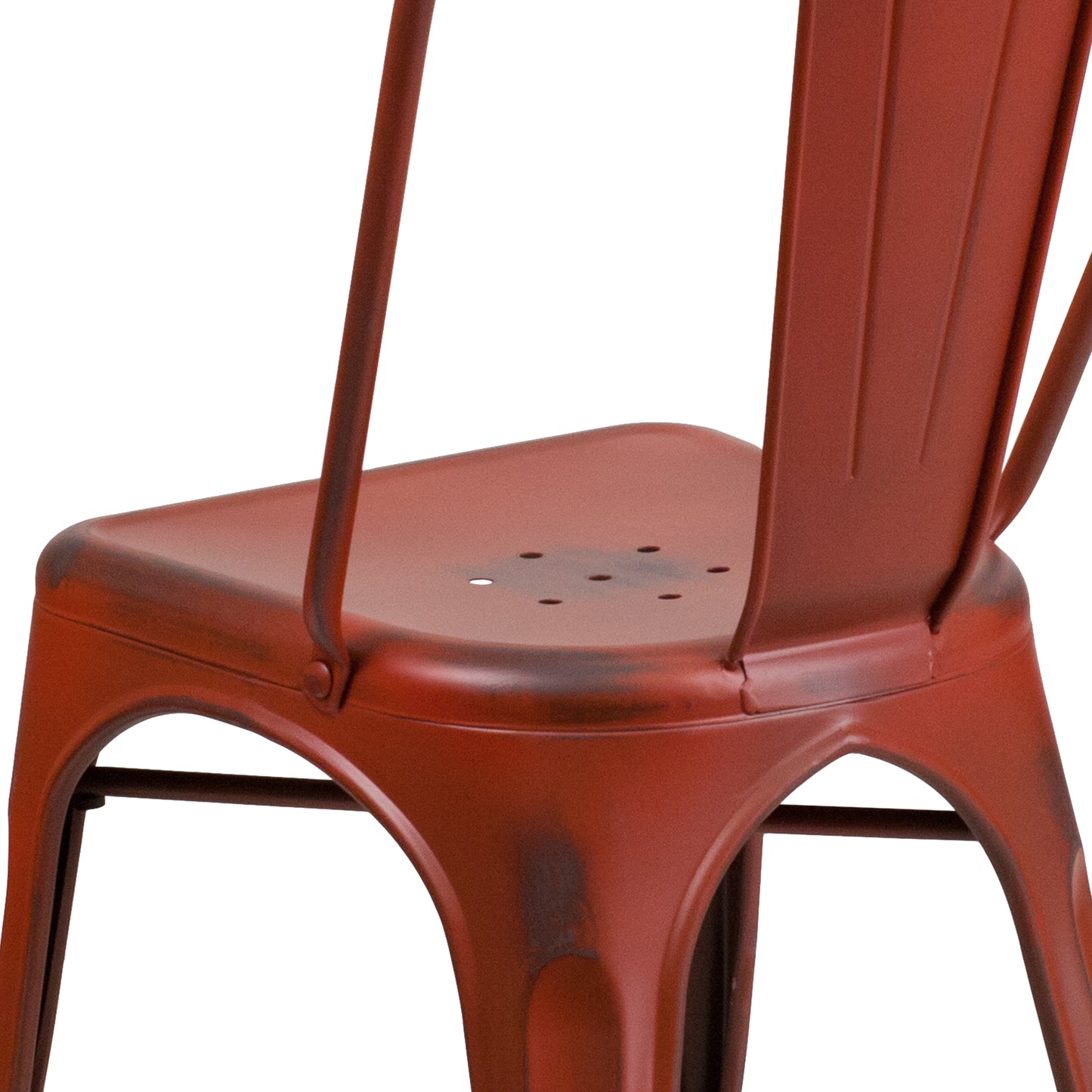 Tenley Commercial Grade Distressed Kelly Red Metal Indoor-Outdoor Stackable Chair Kelly Red