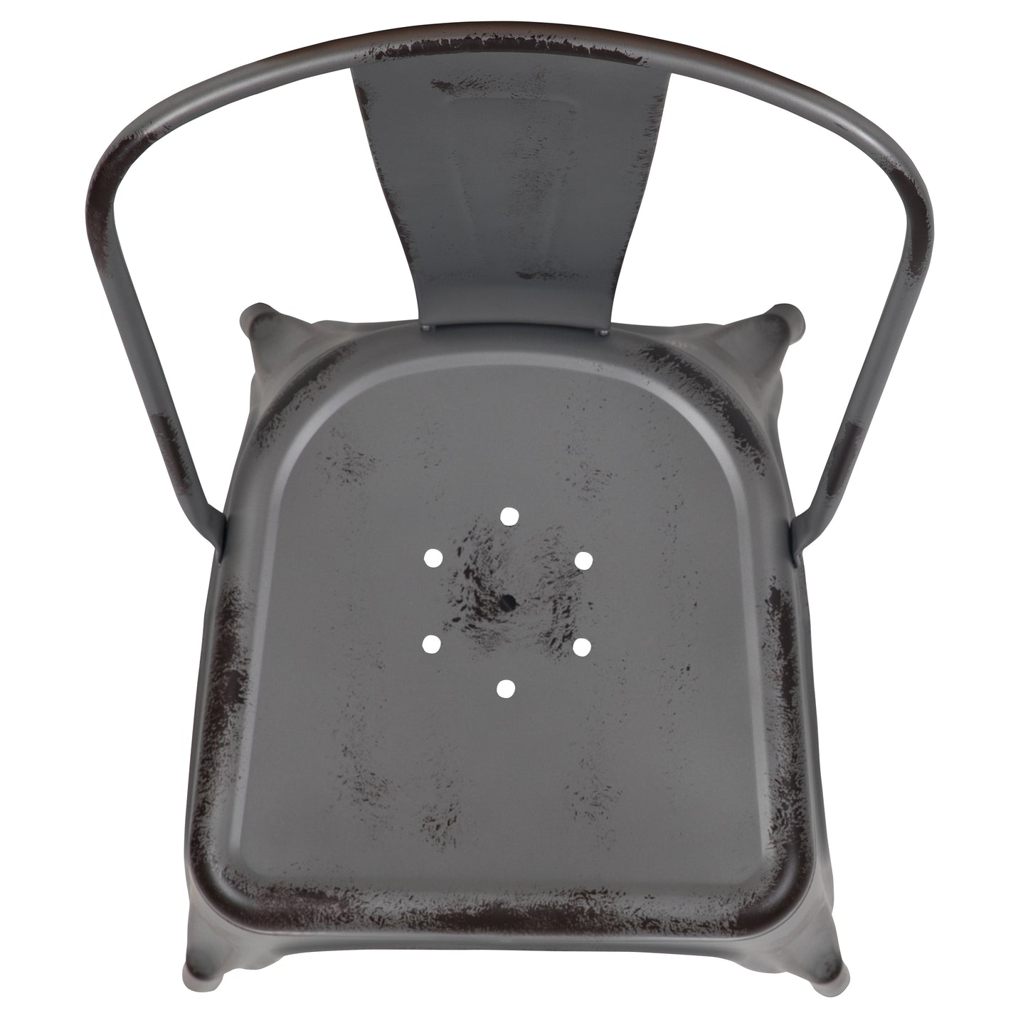 Tenley Commercial Grade Distressed Silver Gray Metal Indoor-Outdoor Stackable Chair Silver Gray