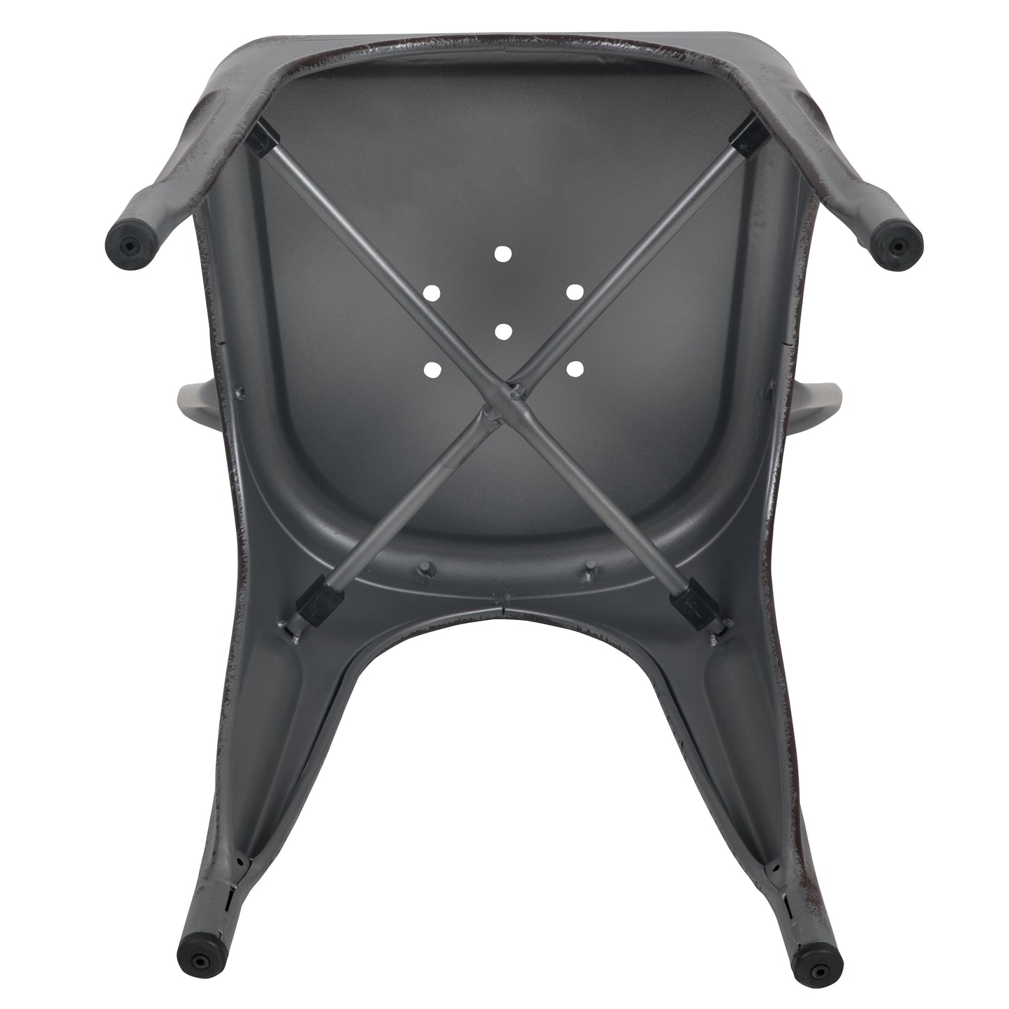 Tenley Commercial Grade Distressed Silver Gray Metal Indoor-Outdoor Stackable Chair Silver Gray