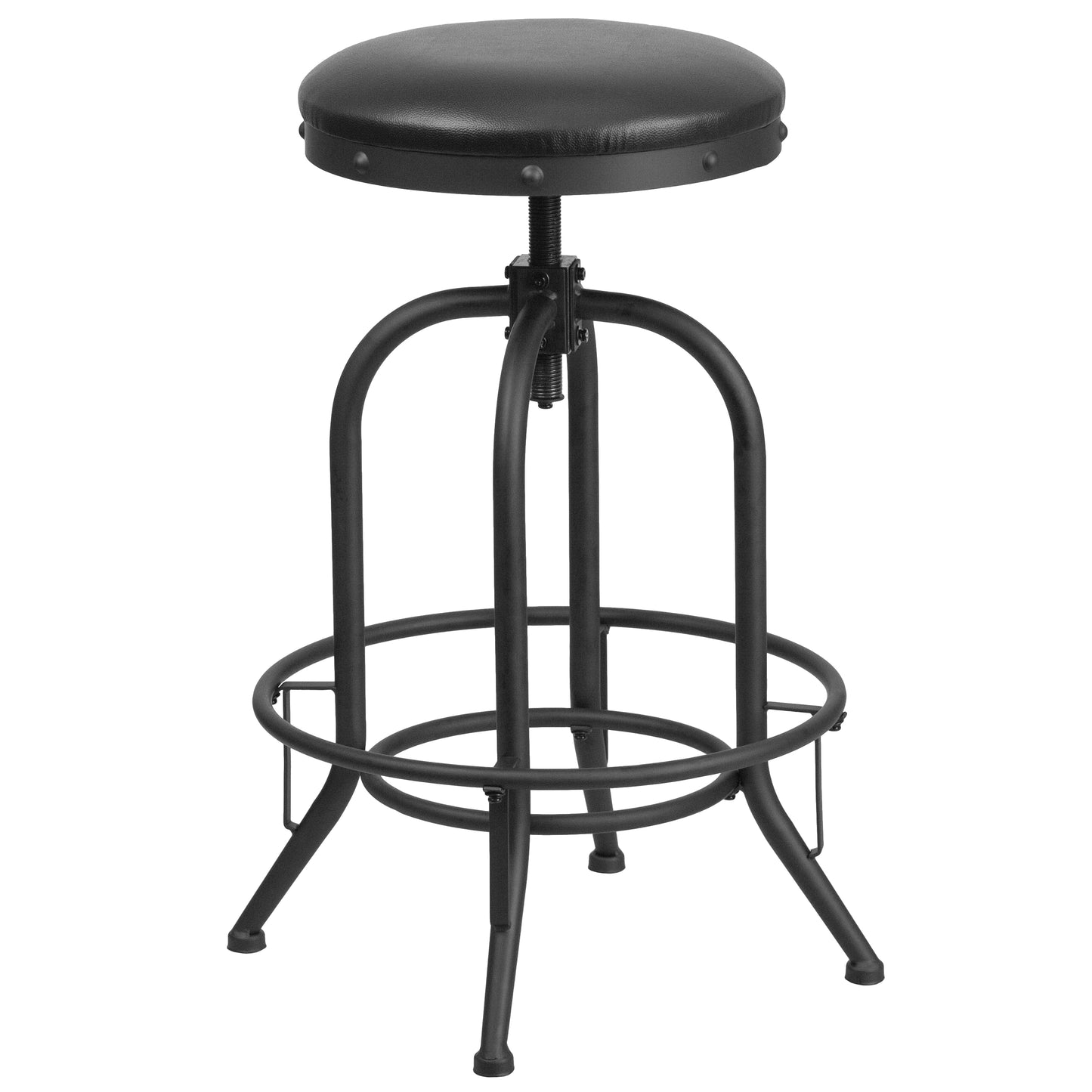 Carrington 30'' Barstool with Swivel Lift Black LeatherSoft Seat Black