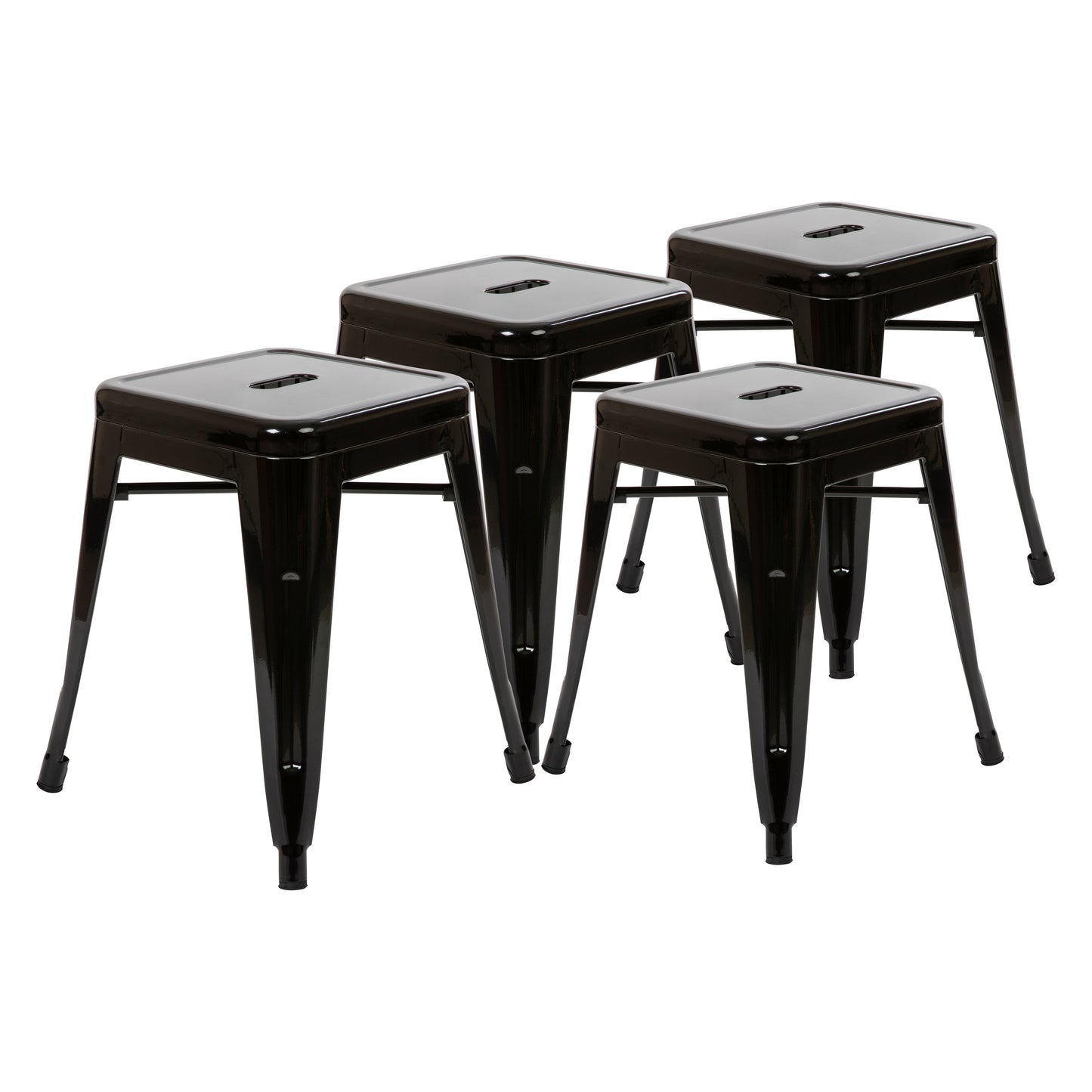 Kai 18" Table Height Stool, Stackable Backless Metal Indoor Dining Stool, Commercial Grade Restaurant Stool in Black - Set of 4 Black