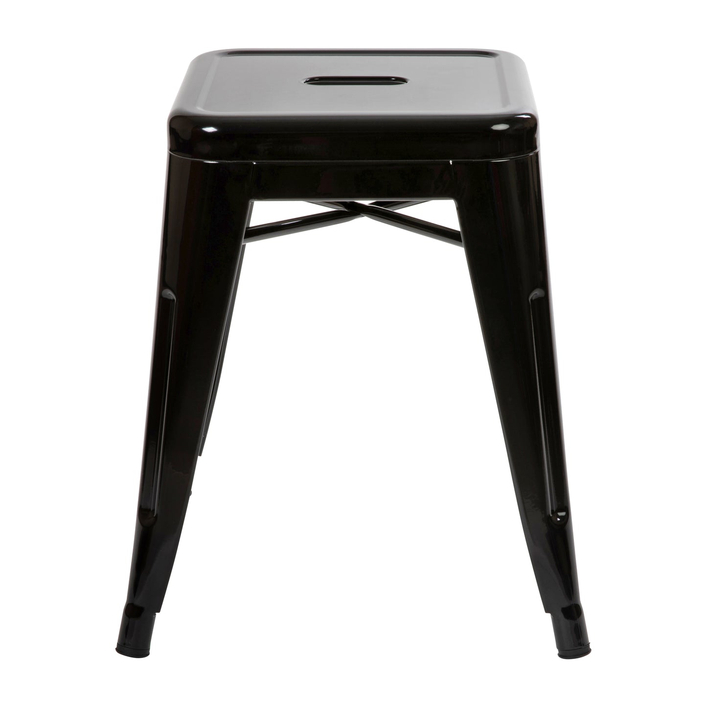 Kai 18" Table Height Stool, Stackable Backless Metal Indoor Dining Stool, Commercial Grade Restaurant Stool in Black - Set of 4 Black