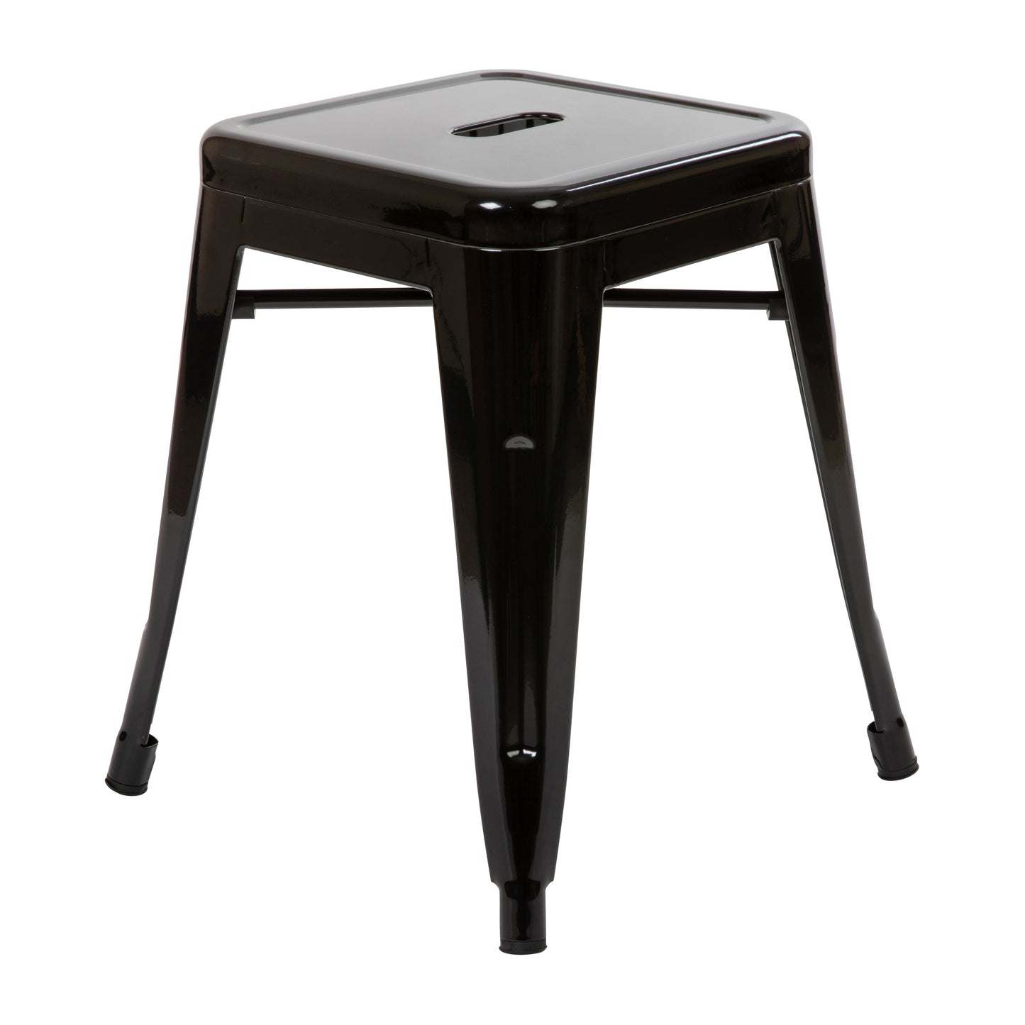 Kai 18" Table Height Stool, Stackable Backless Metal Indoor Dining Stool, Commercial Grade Restaurant Stool in Black - Set of 4 Black
