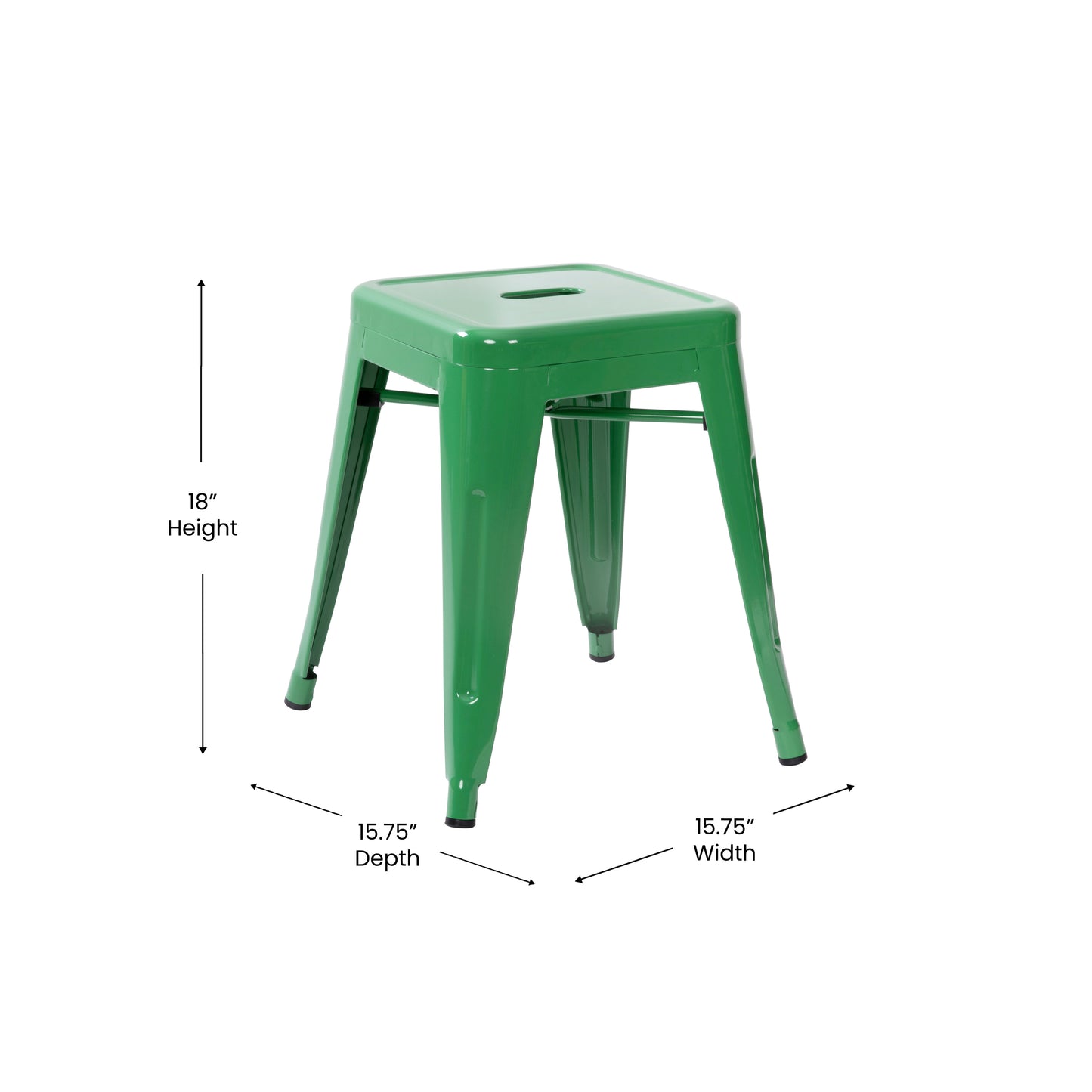 18" Table Height Stool, Stackable Backless Metal Indoor Dining Stool, Commercial Grade Restaurant Stool in Green - Set of 4 Green ET-BT3503-18-GN-GG