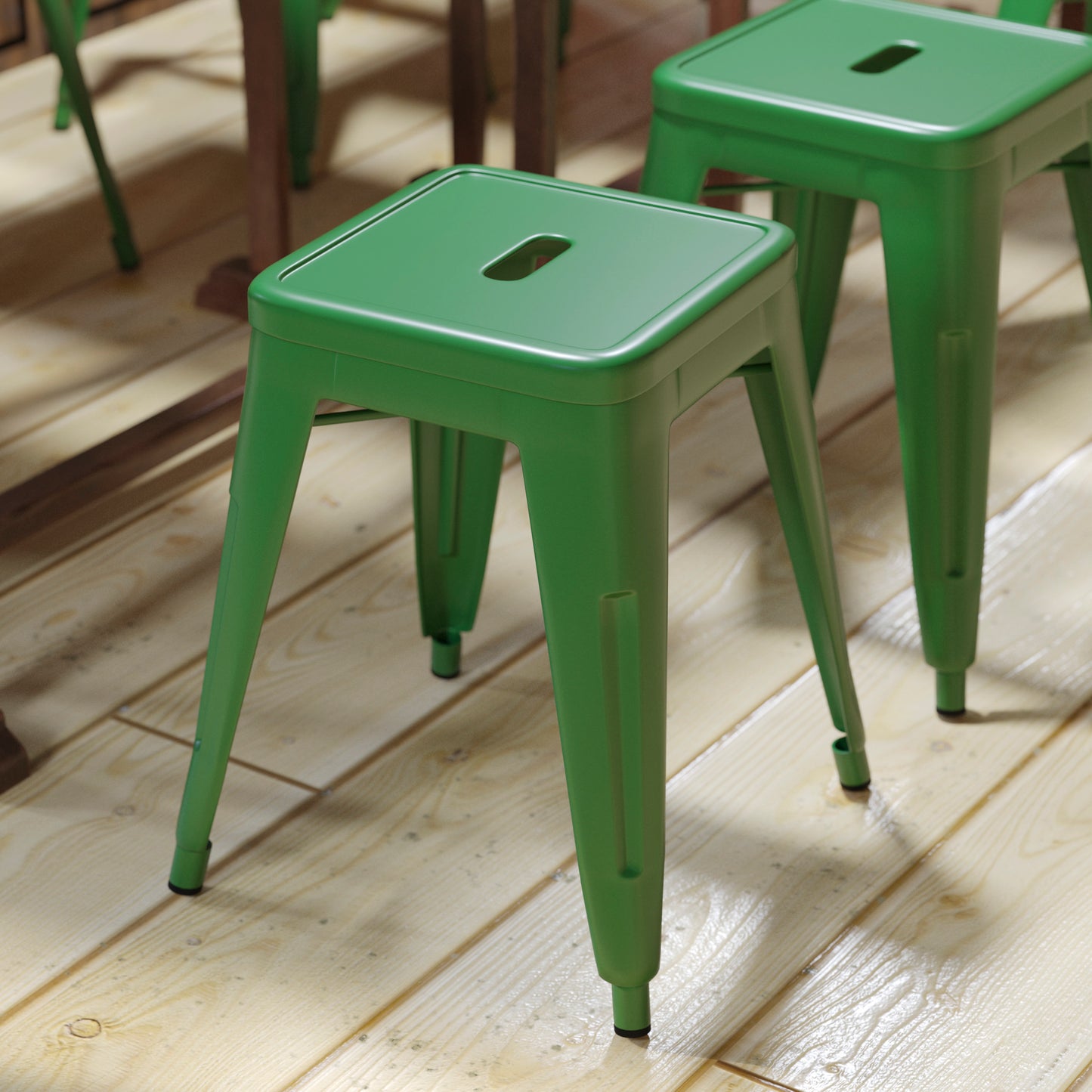 18" Table Height Stool, Stackable Backless Metal Indoor Dining Stool, Commercial Grade Restaurant Stool in Green - Set of 4 Green ET-BT3503-18-GN-GG