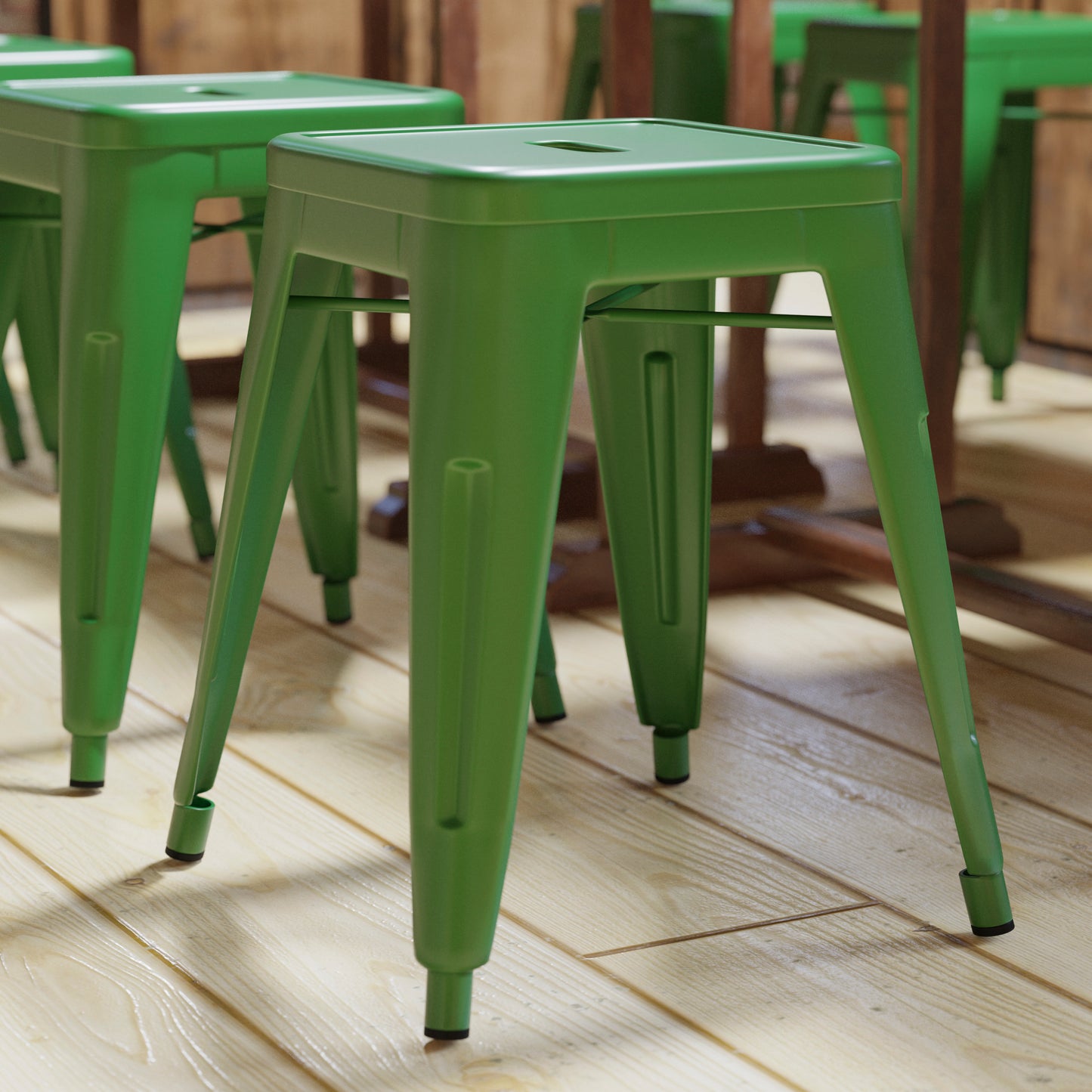 18" Table Height Stool, Stackable Backless Metal Indoor Dining Stool, Commercial Grade Restaurant Stool in Green - Set of 4 Green ET-BT3503-18-GN-GG