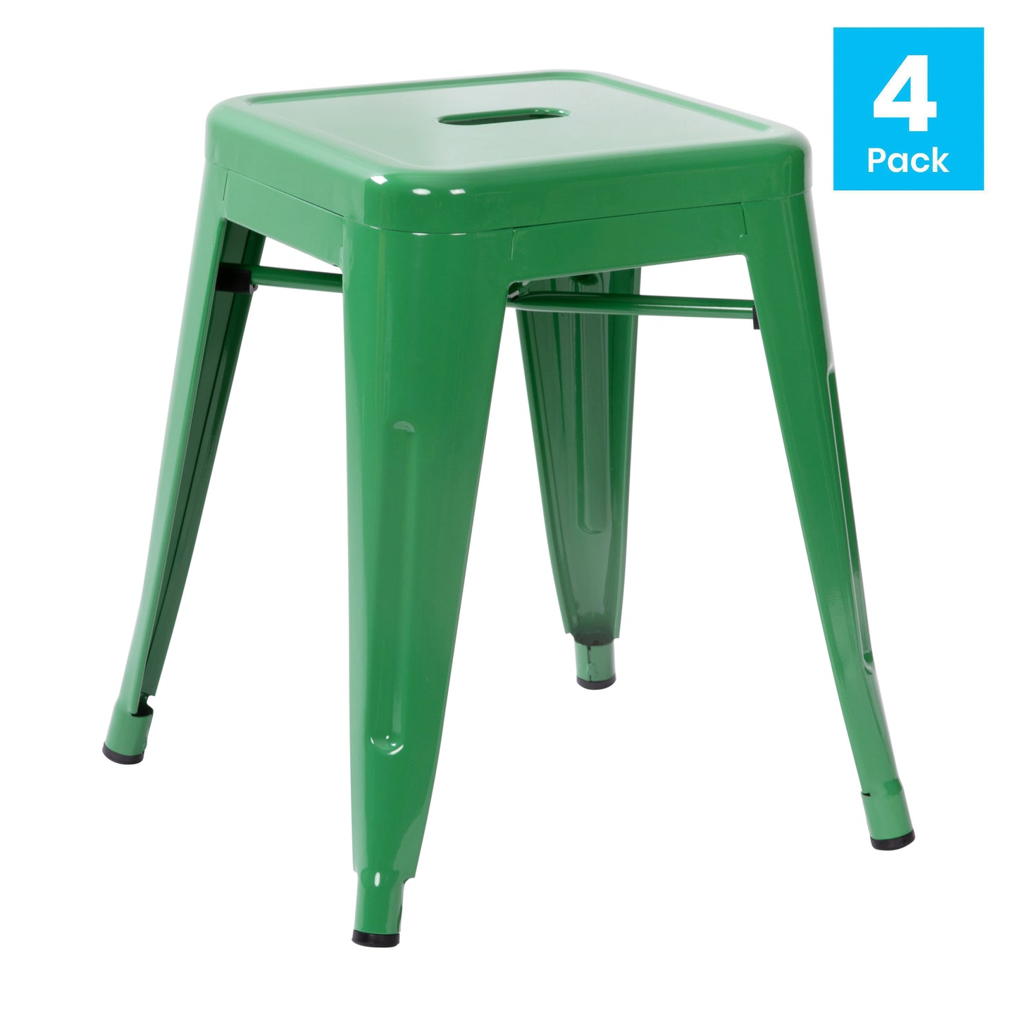 18" Table Height Stool, Stackable Backless Metal Indoor Dining Stool, Commercial Grade Restaurant Stool in Green - Set of 4 Green ET-BT3503-18-GN-GG