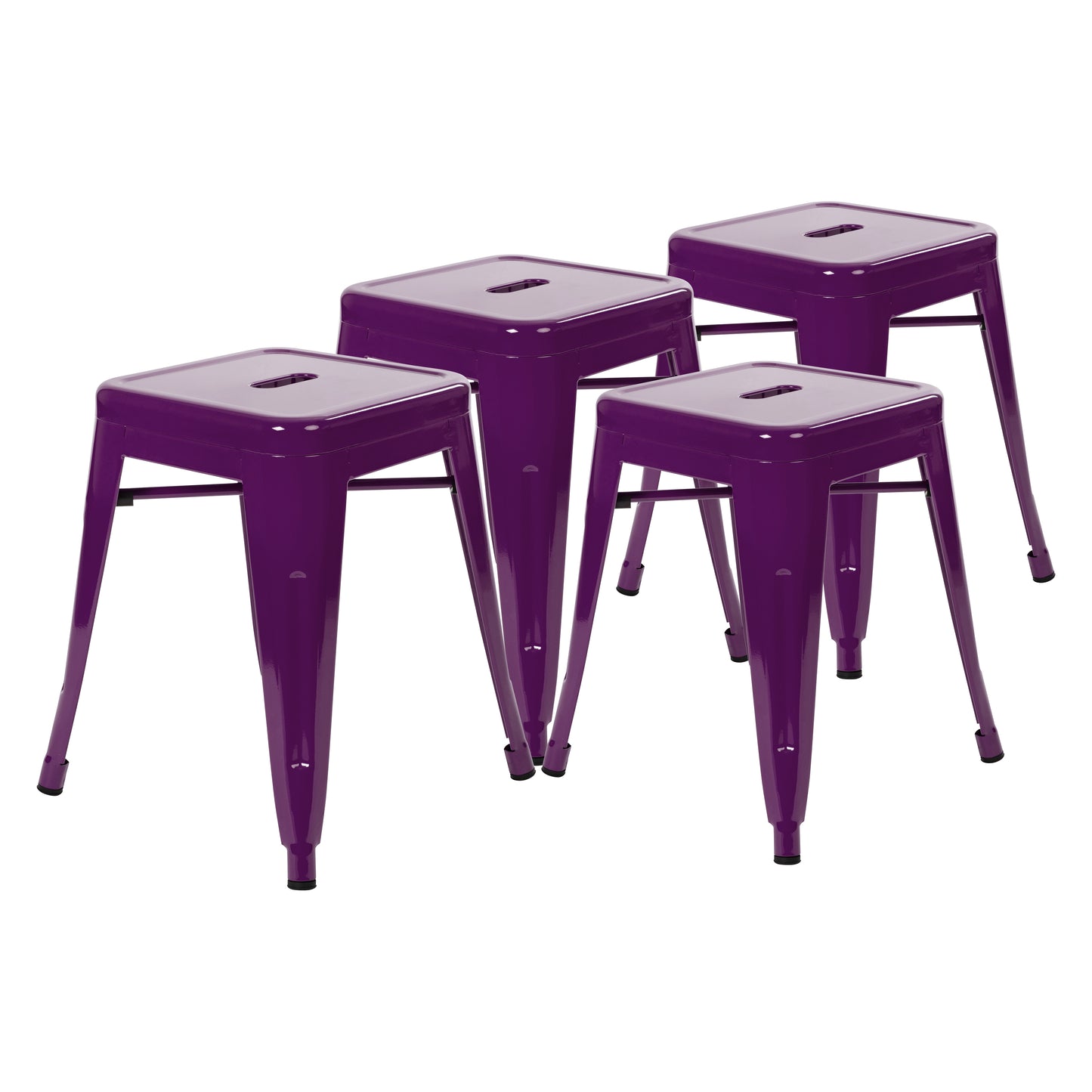 Kai 18" Table Height Stool, Stackable Backless Metal Indoor Dining Stool, Commercial Grade Restaurant Stool in Purple - Set of 4 Purple