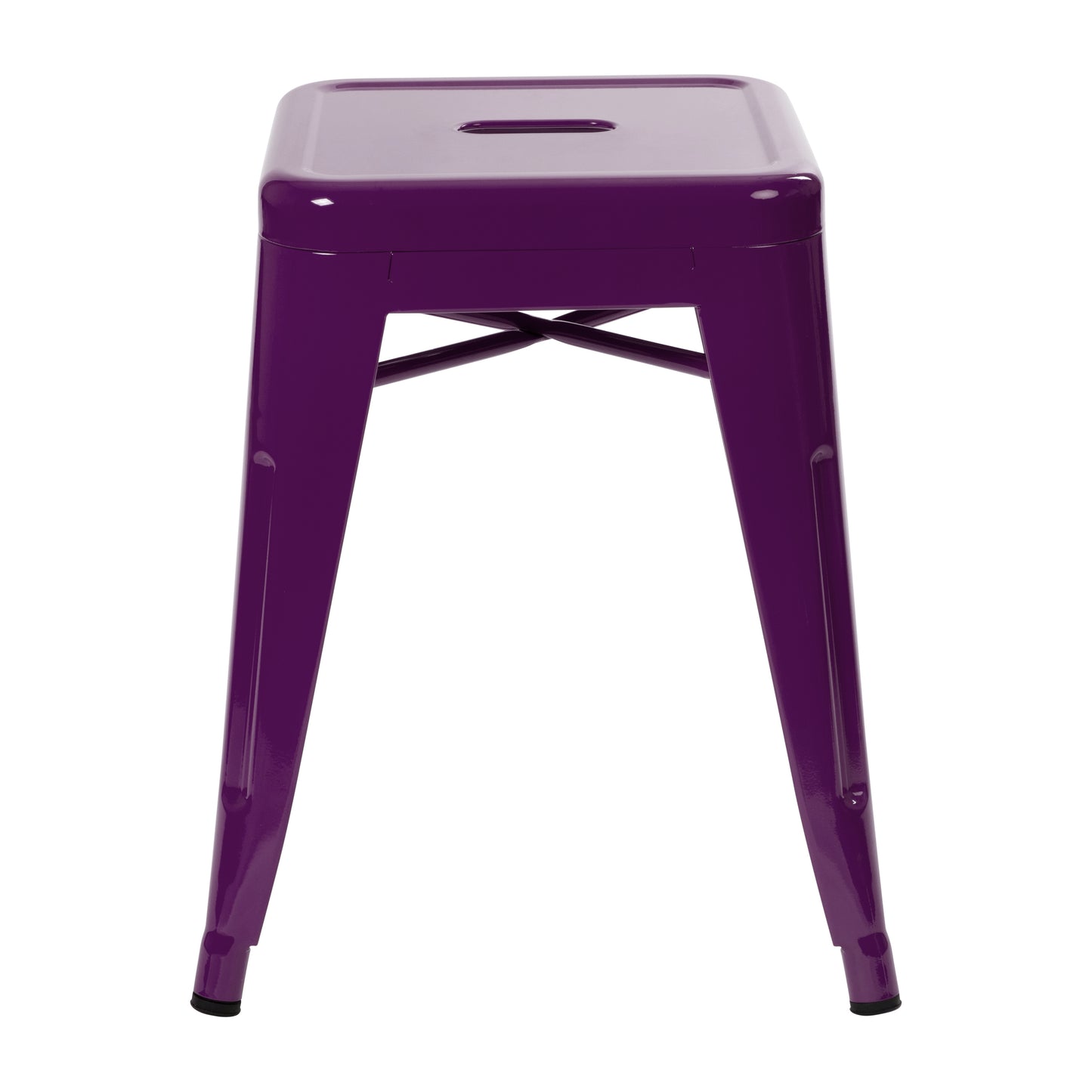 Kai 18" Table Height Stool, Stackable Backless Metal Indoor Dining Stool, Commercial Grade Restaurant Stool in Purple - Set of 4 Purple